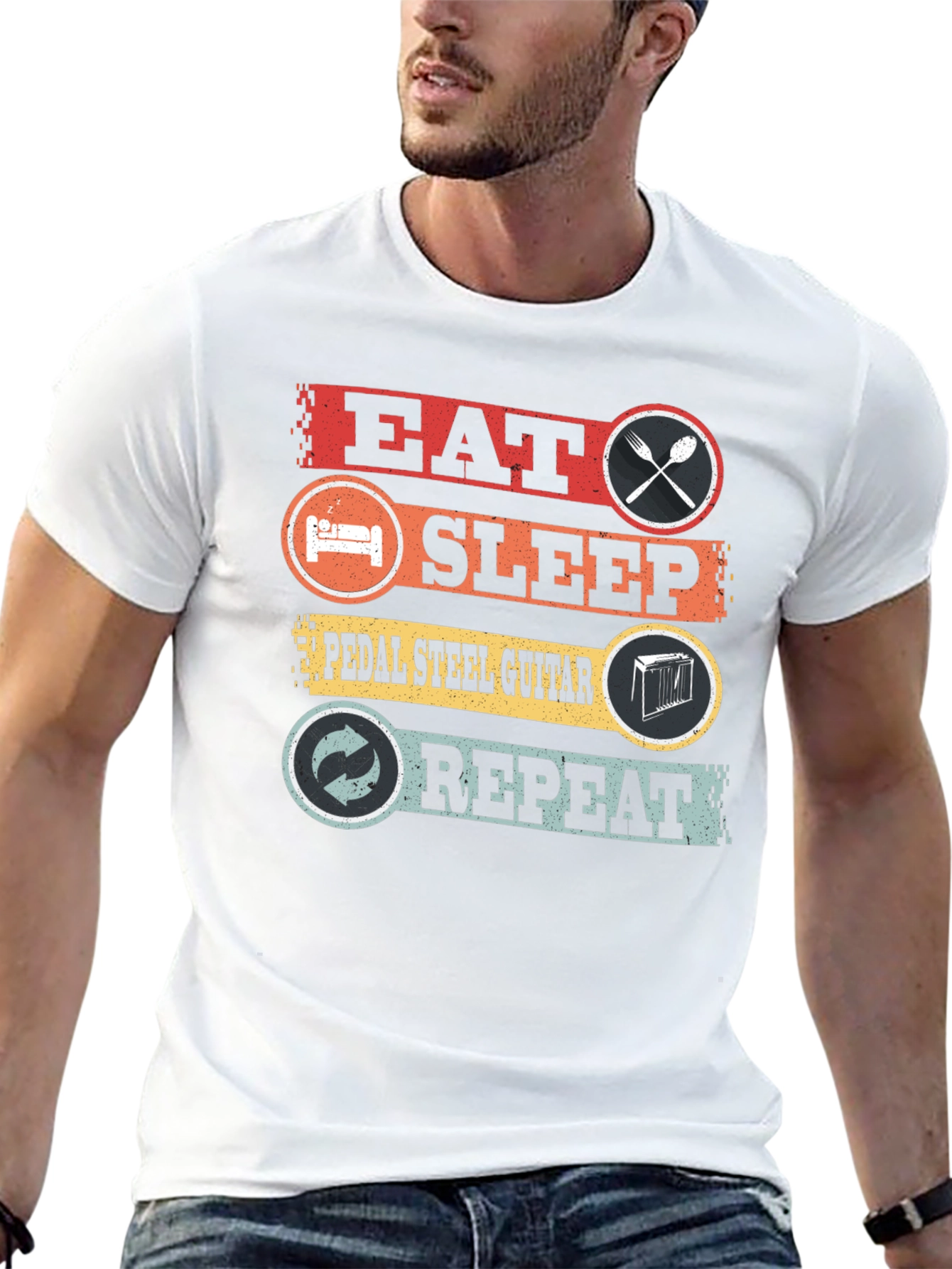 Eat Sleep Pedal Steel Guitar Repeat Graphic T-Shirt