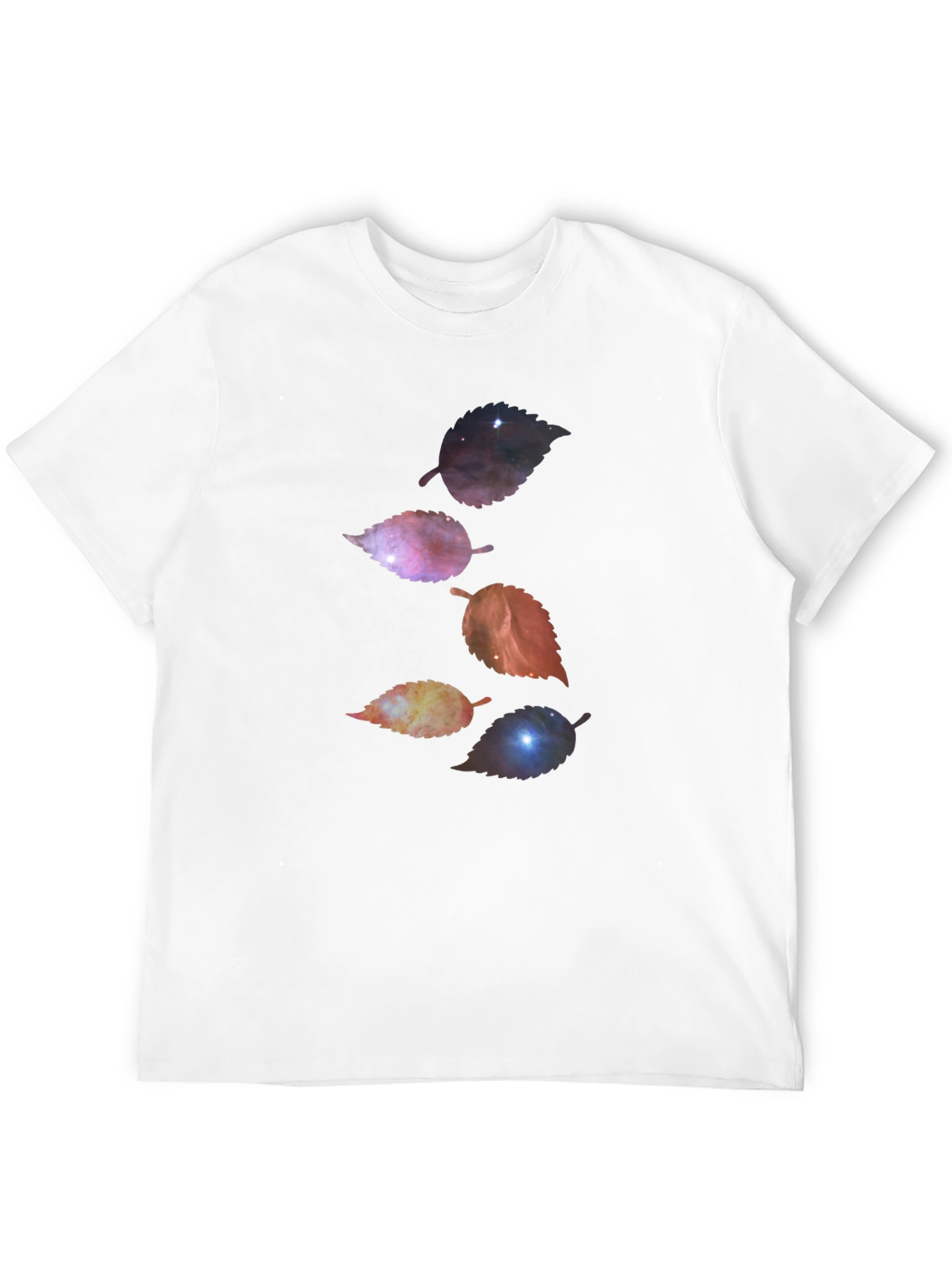 Galaxy Leaf Graphic Tee - Soft Black Cotton