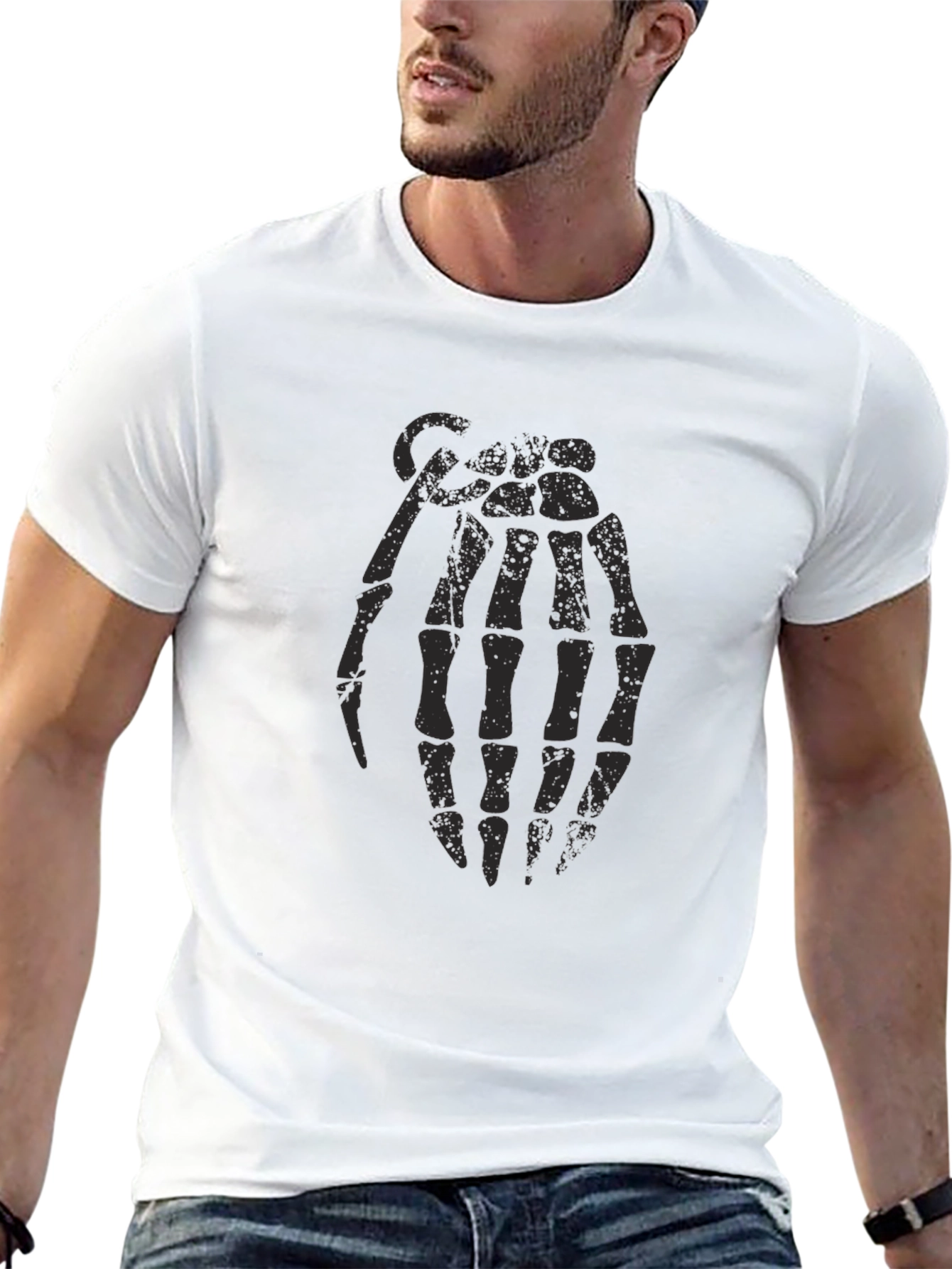 Skeleton Hand Grenade Black T-Shirt