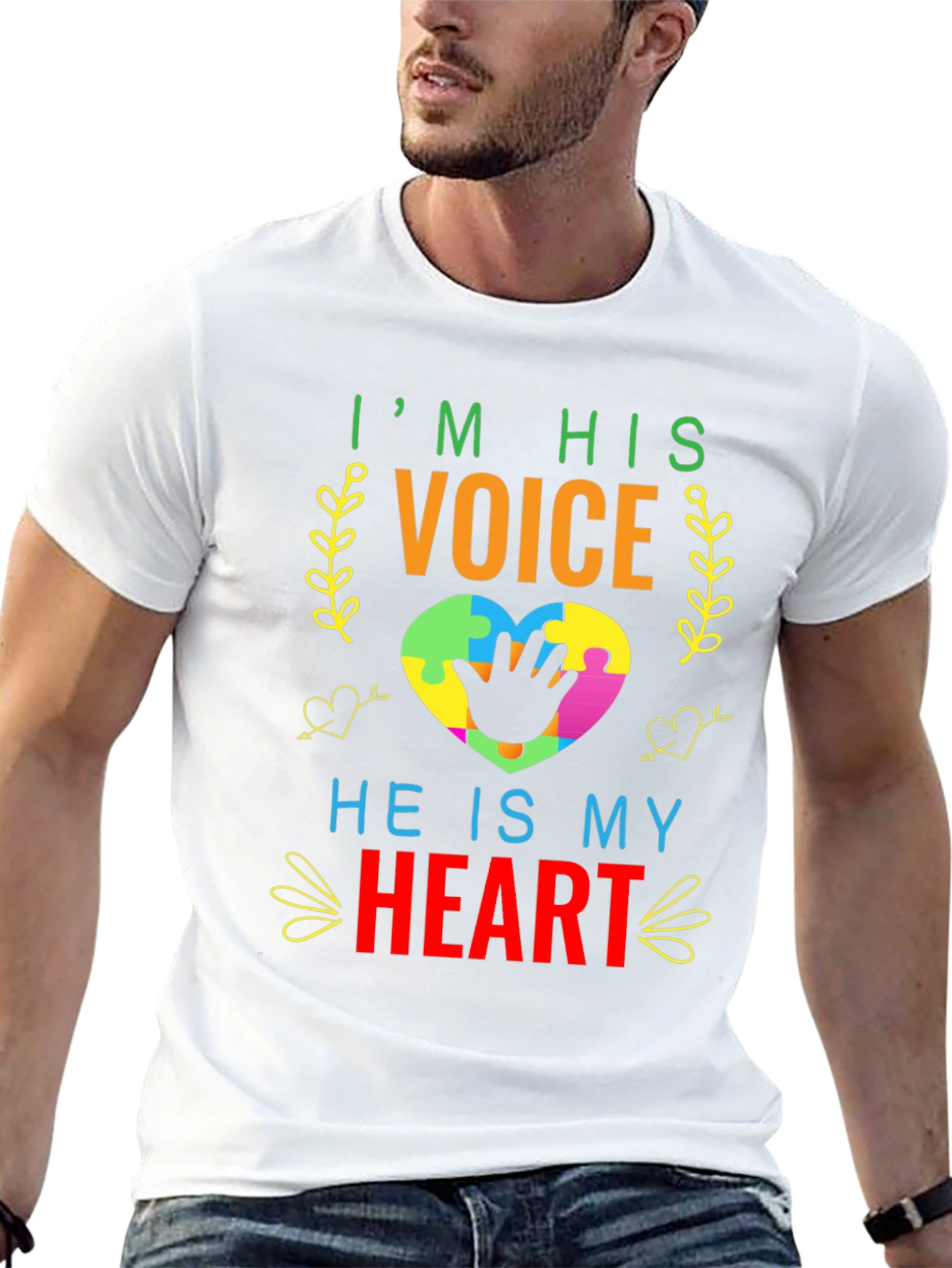 Autism Awareness T-Shirt - Im His Voice Heart Tee