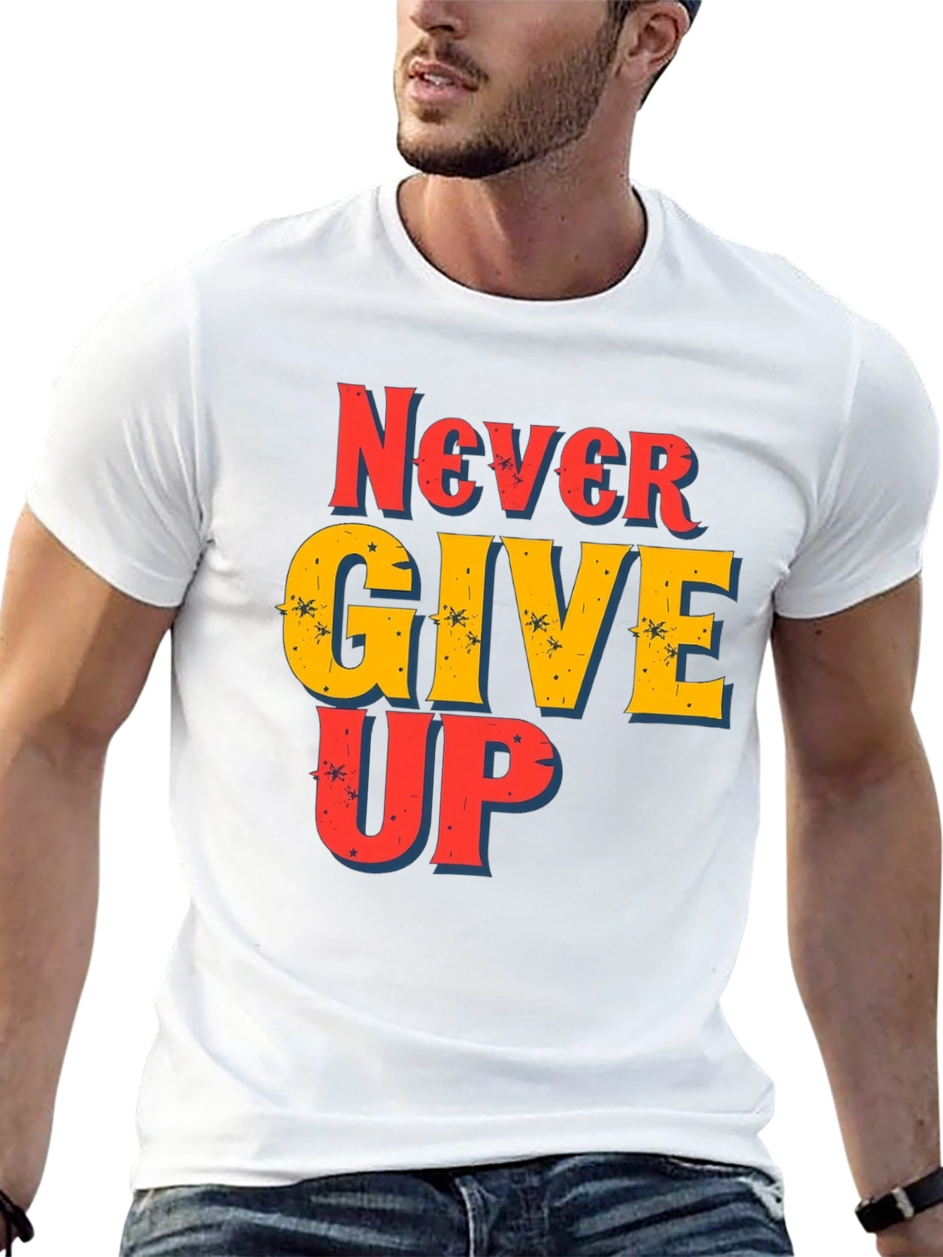 Never Give Up Graphic Print T-Shirt