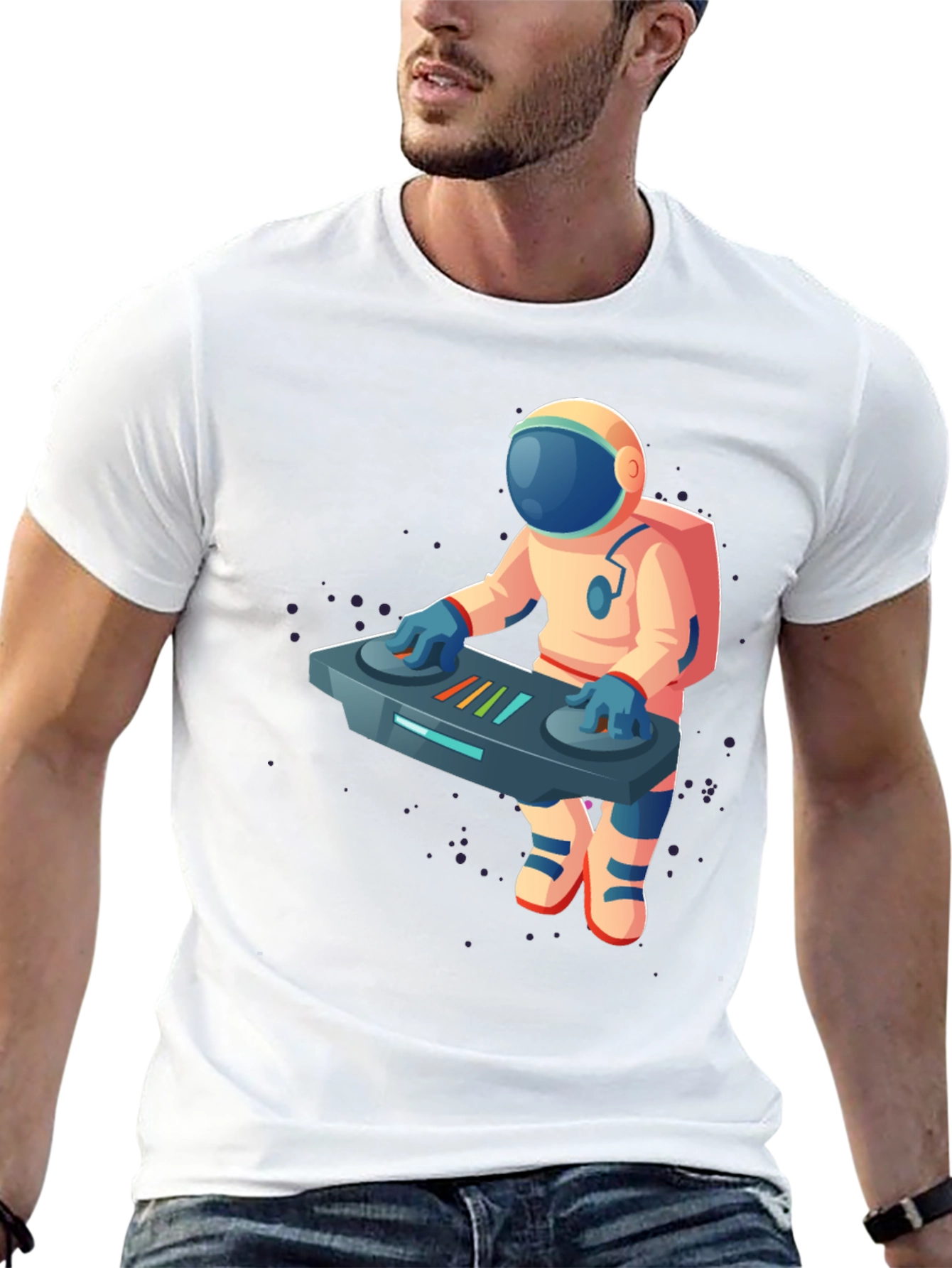 DJ Astronaut Graphic T-Shirt - Cool Space Music Tee