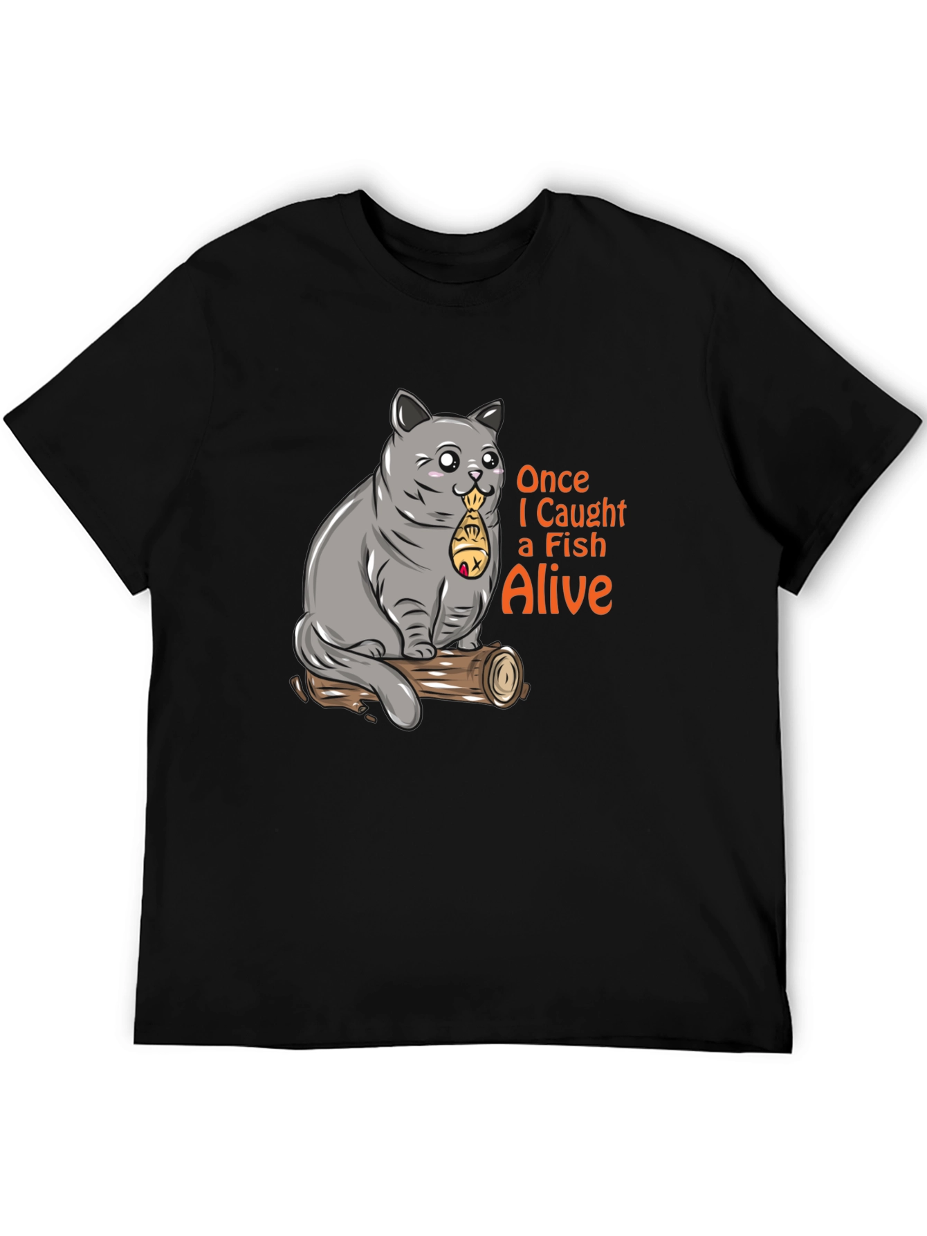Funny Cat Caught Fish T-Shirt