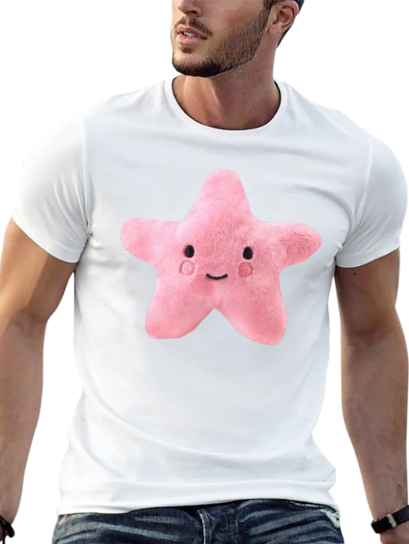 Cute Plush Star T-Shirt - Black