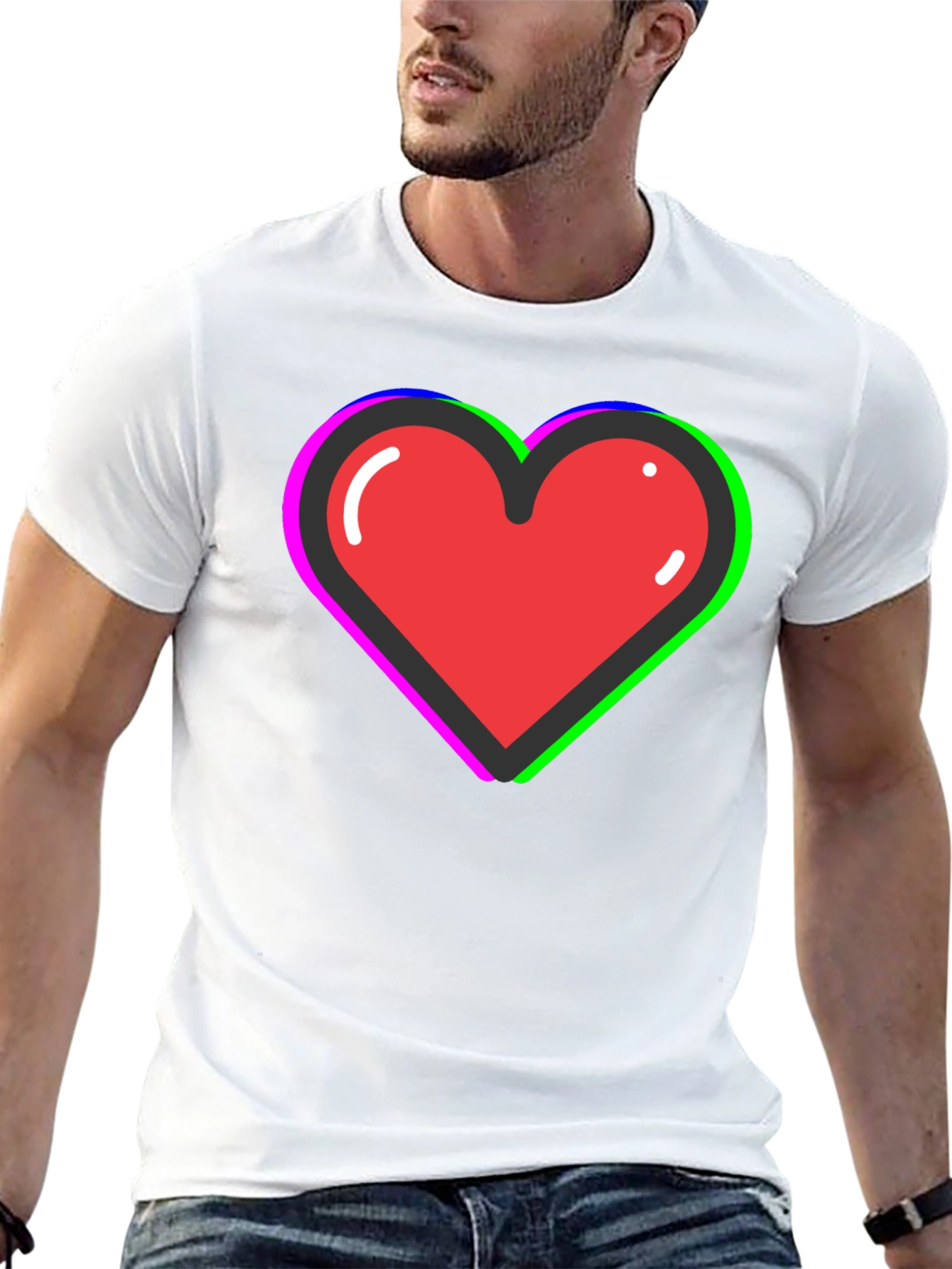 Funky Heart Tee: Black Cotton Blend