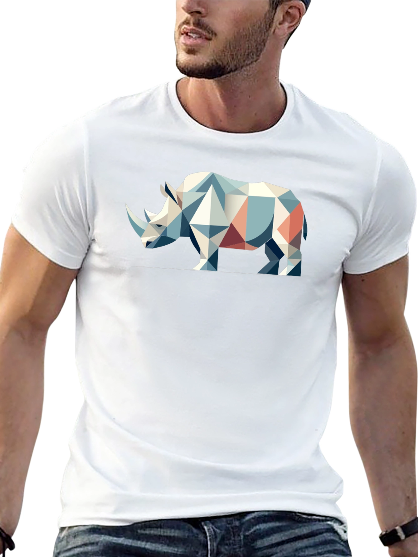 Geometric Rhino Graphic T-Shirt