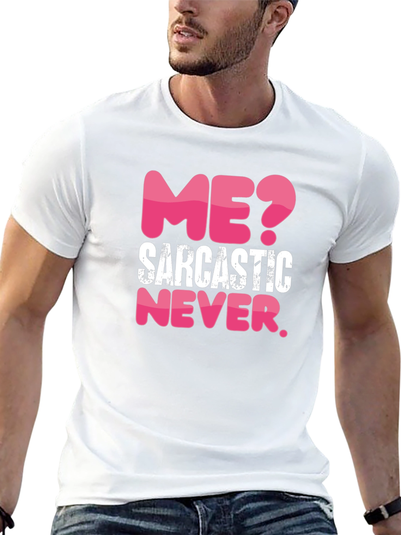 Sarcastic Never Mens Black Graphic T-Shirt