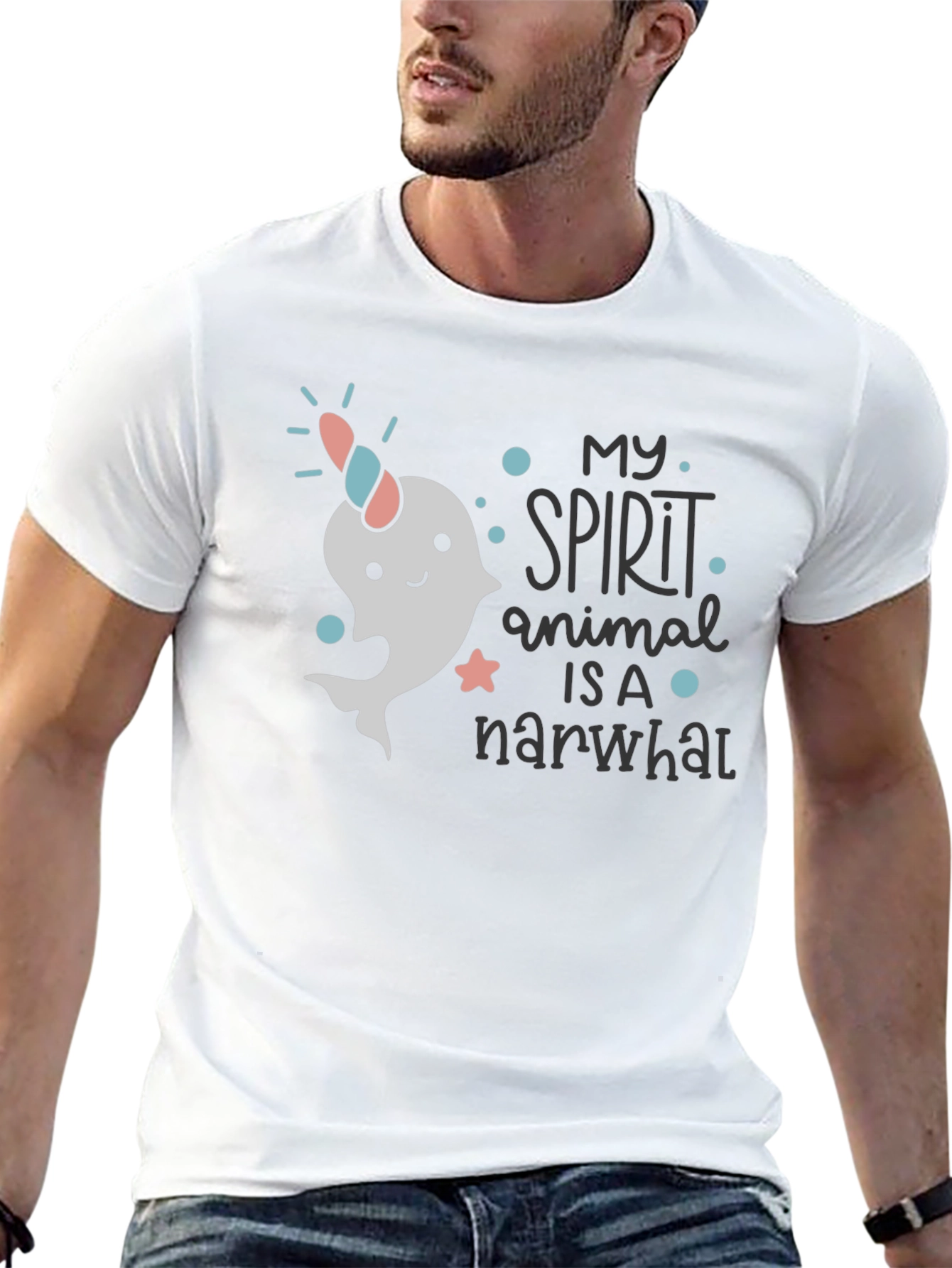 Narwhal Spirit Animal T-Shirt - Black Cotton Tee