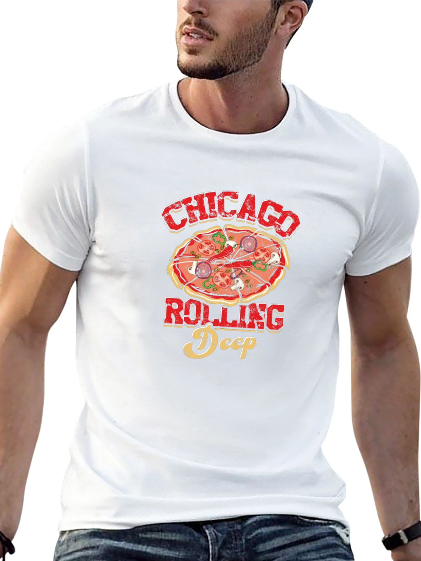 Chicago Rolling Deep Pizza Graphic T-Shirt