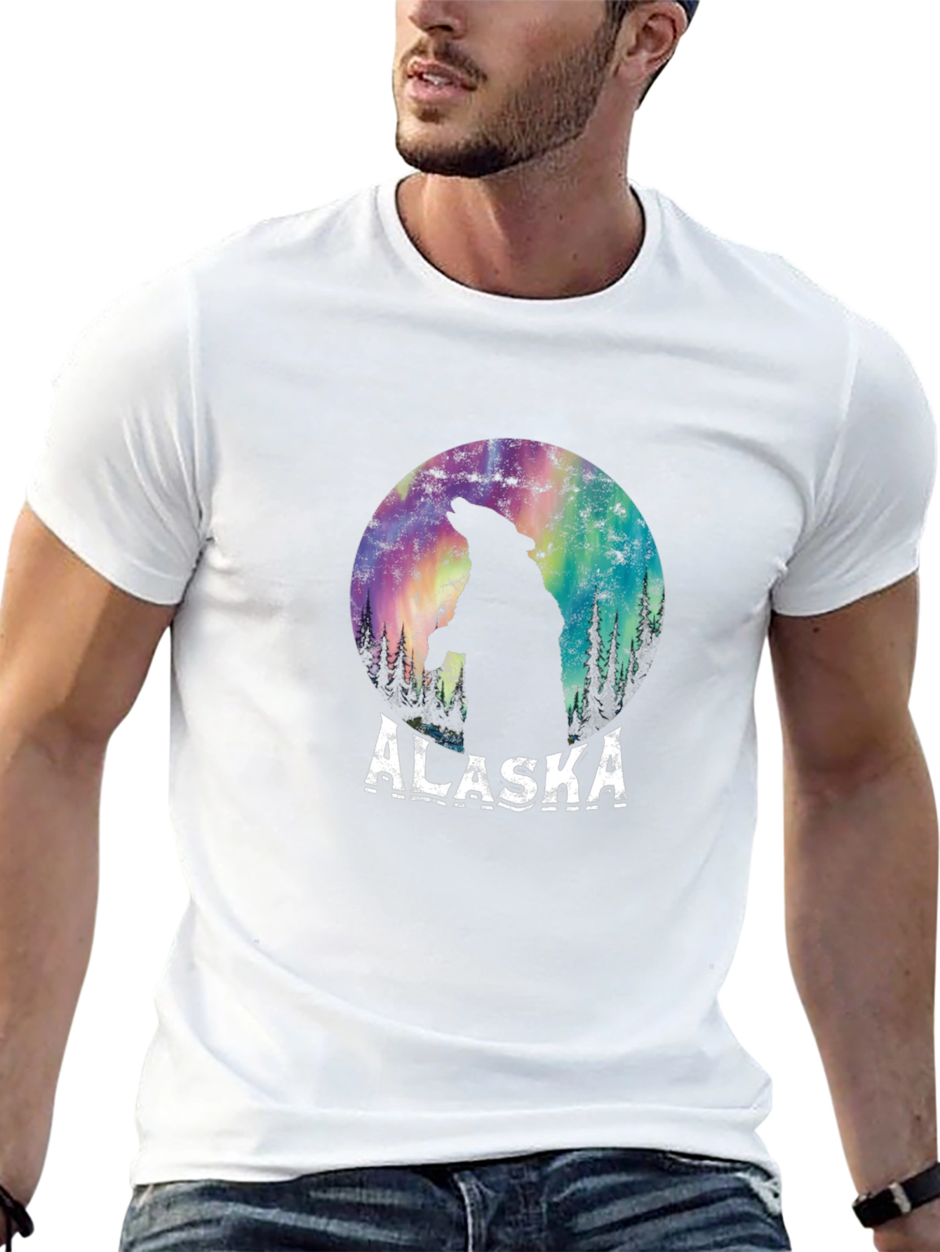 Alaska Bear Aurora Graphic Tee