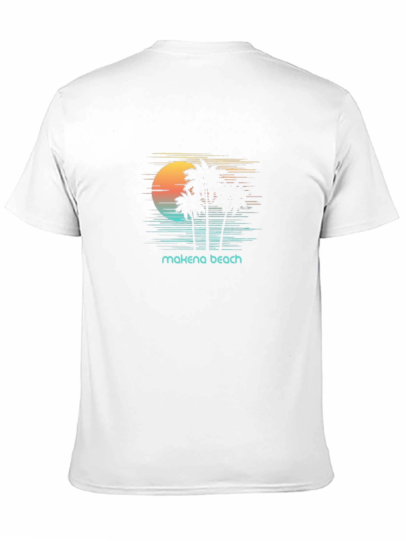 Makena Beach Retro T-Shirt Palm Tree Sunset Tee