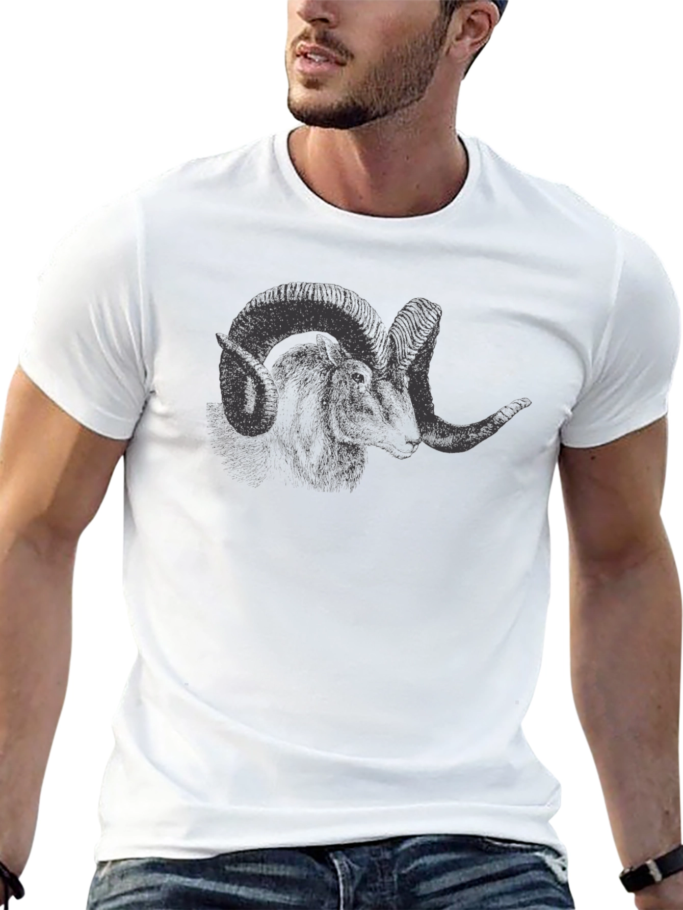 Ram Graphic Tee - Black Cotton T-Shirt