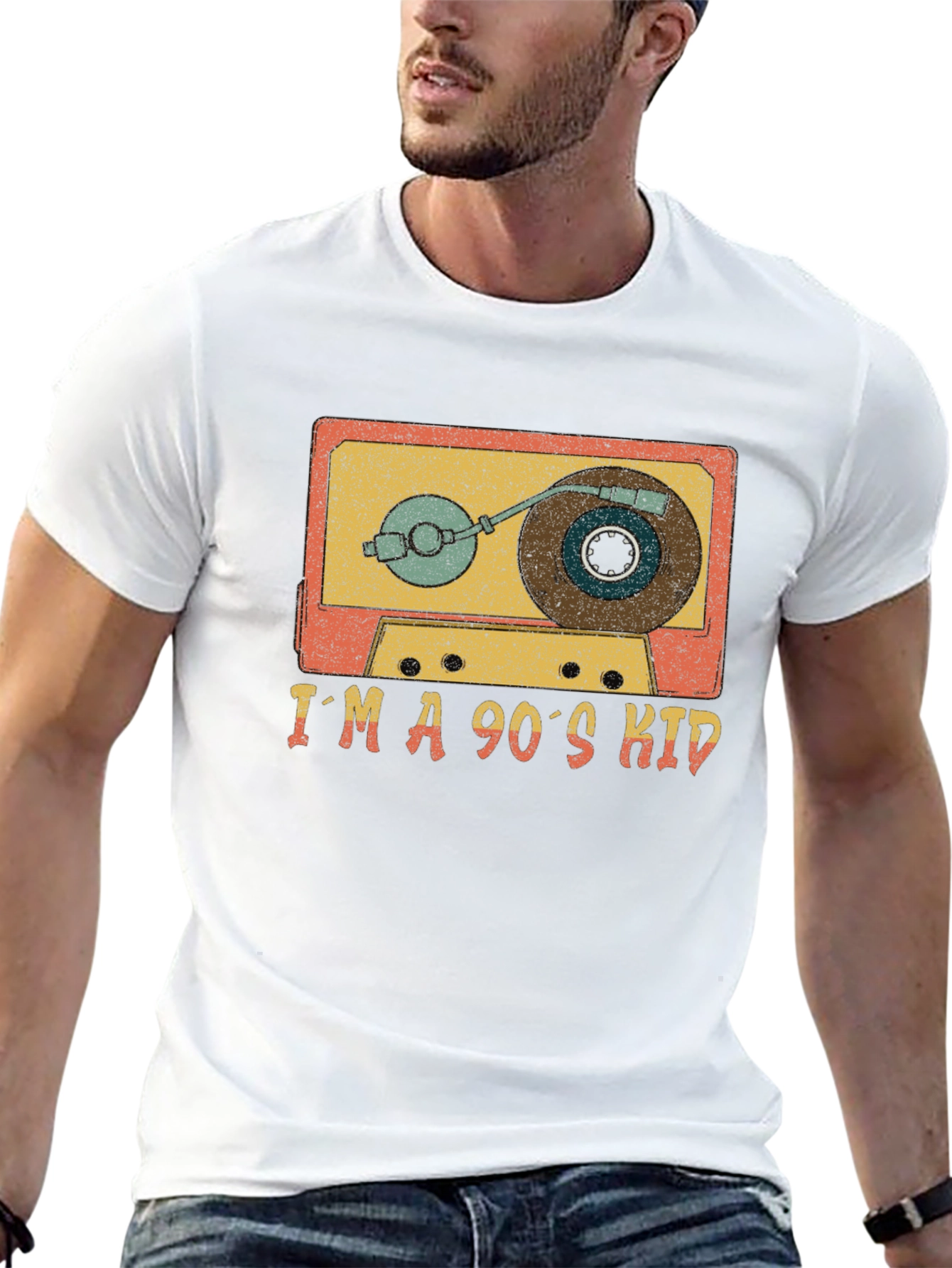 Retro 90s Kid Cassette Player Graphic Tee