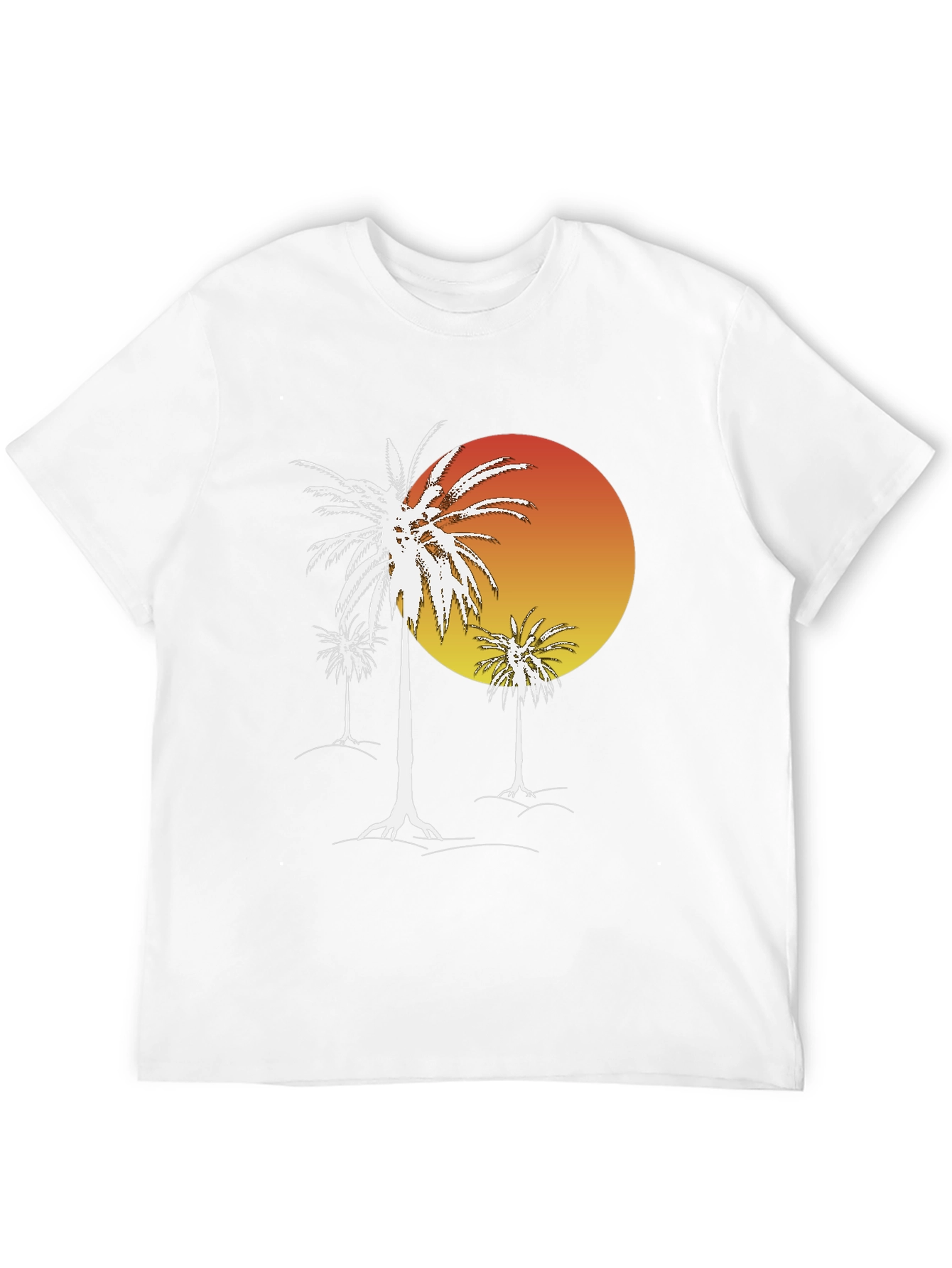 Sunset Palm Tree Graphic T-Shirt - Black