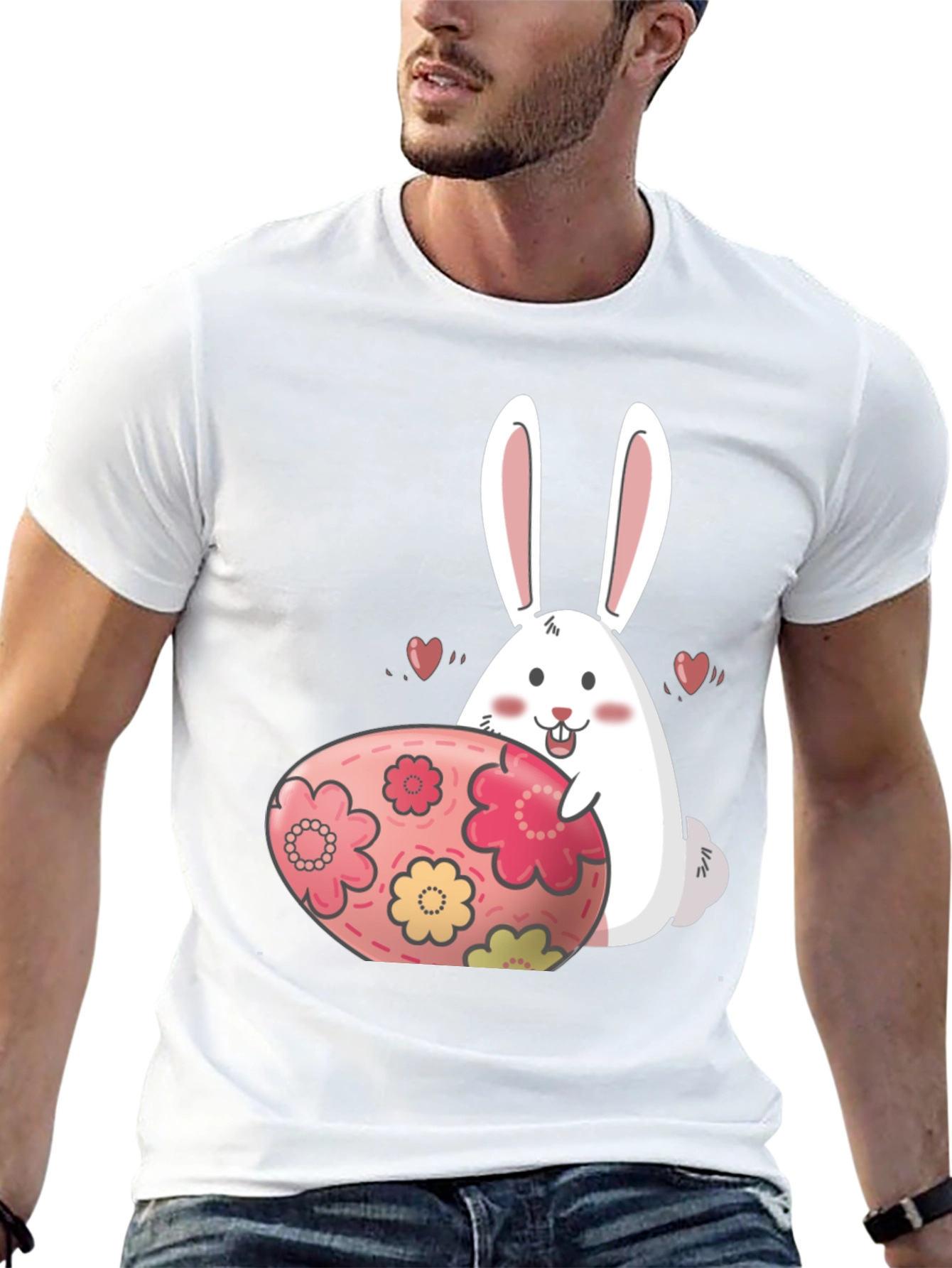 Easter Bunny T-Shirt Cute Egg Floral Design