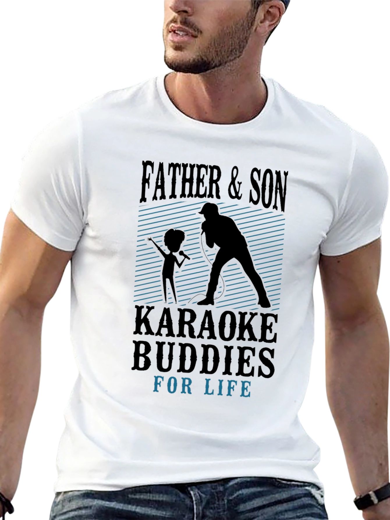 Father & Son Karaoke Buddies Black T-Shirt