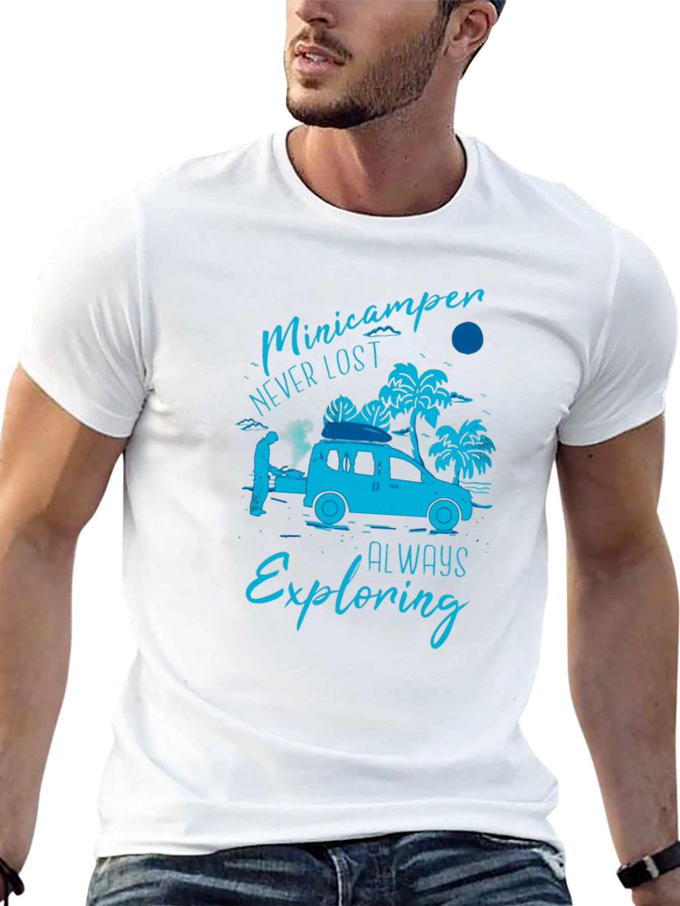 Minicamper Adventure T-Shirt: Never Lost Always Exploring