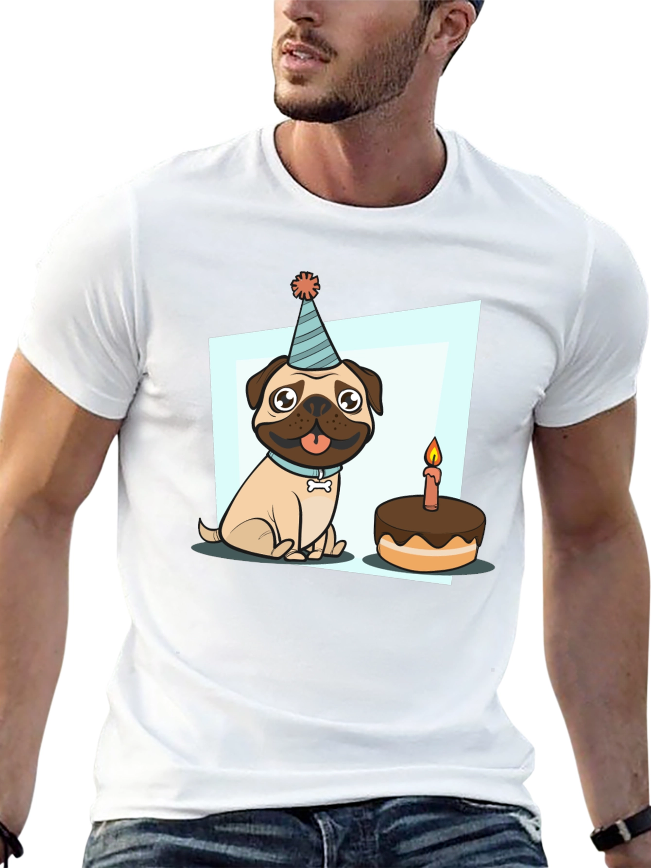 Birthday Pug T-Shirt - Cute Cartoon Dog Tee