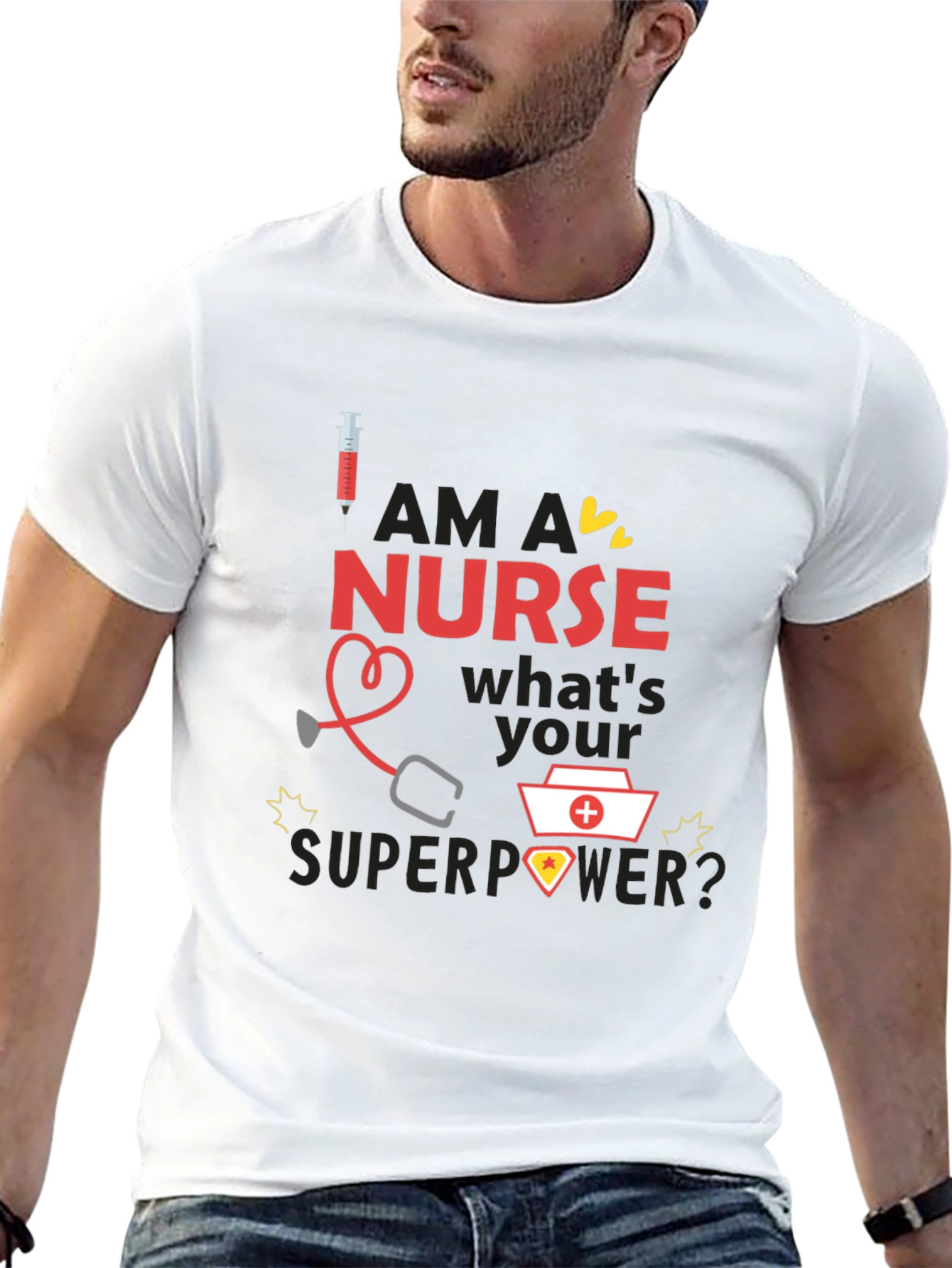 Nurse Superpower T-Shirt - Black Novelty Graphic Tee