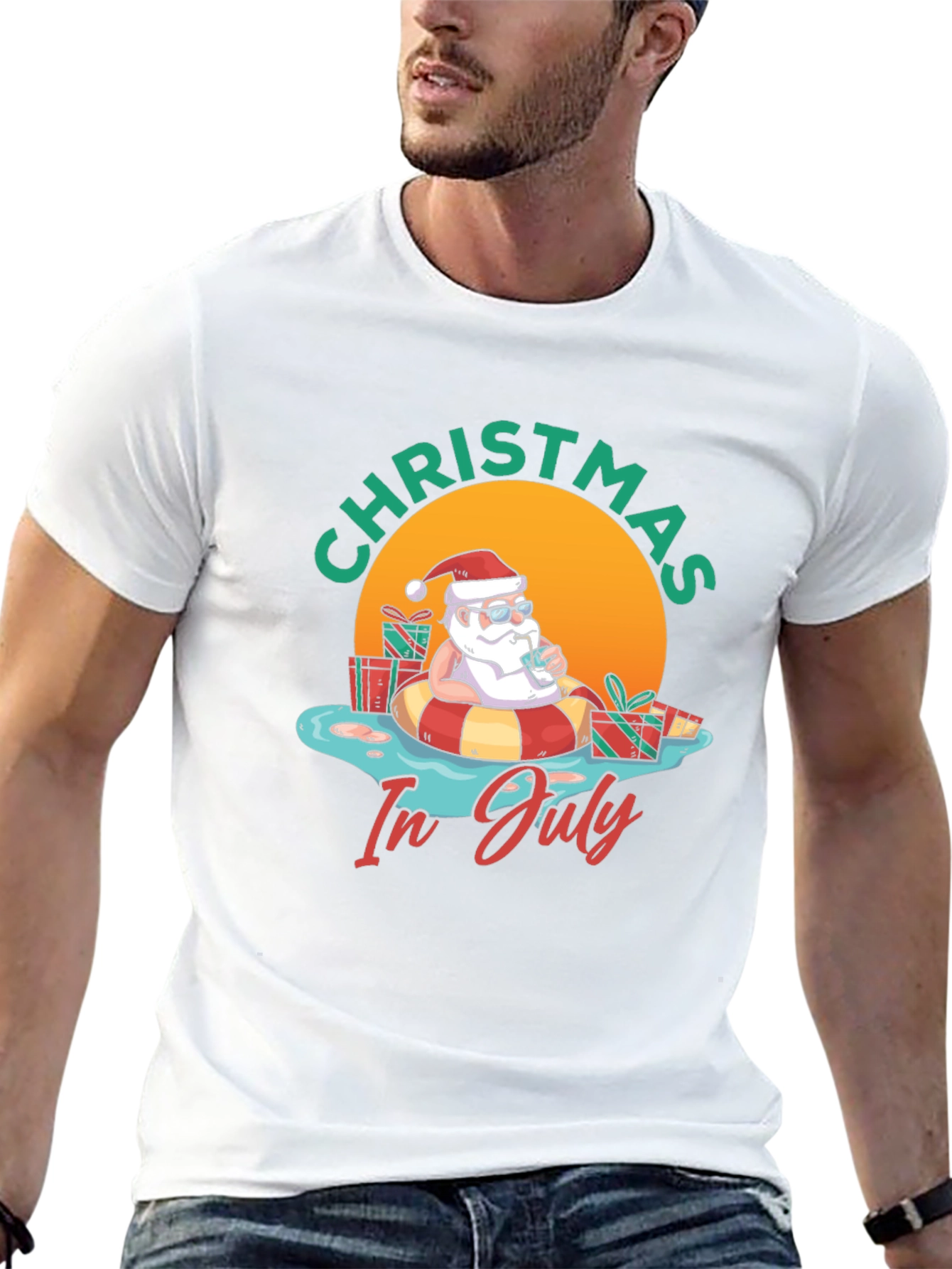 Christmas in July T-Shirt - Santa Pool Party