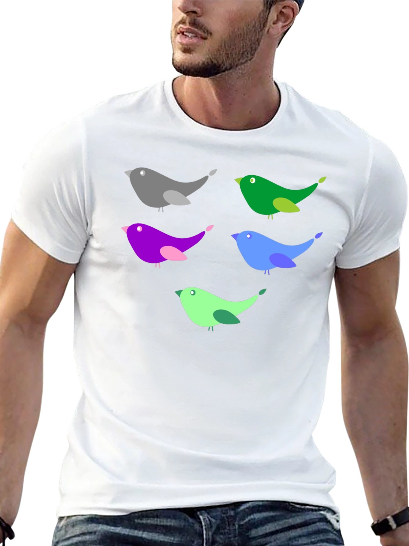 Colorful Bird Graphic T-Shirt
