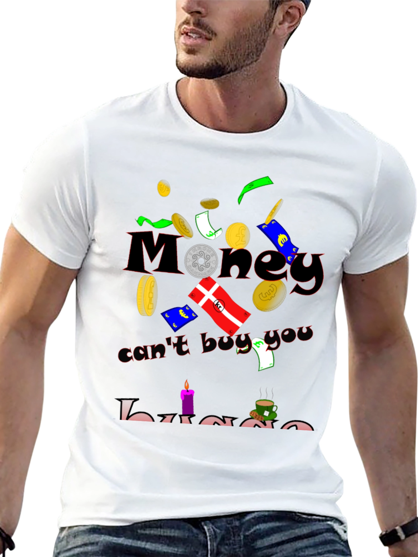 Humorous Money Cant Buy You Hygge Black T-Shirt