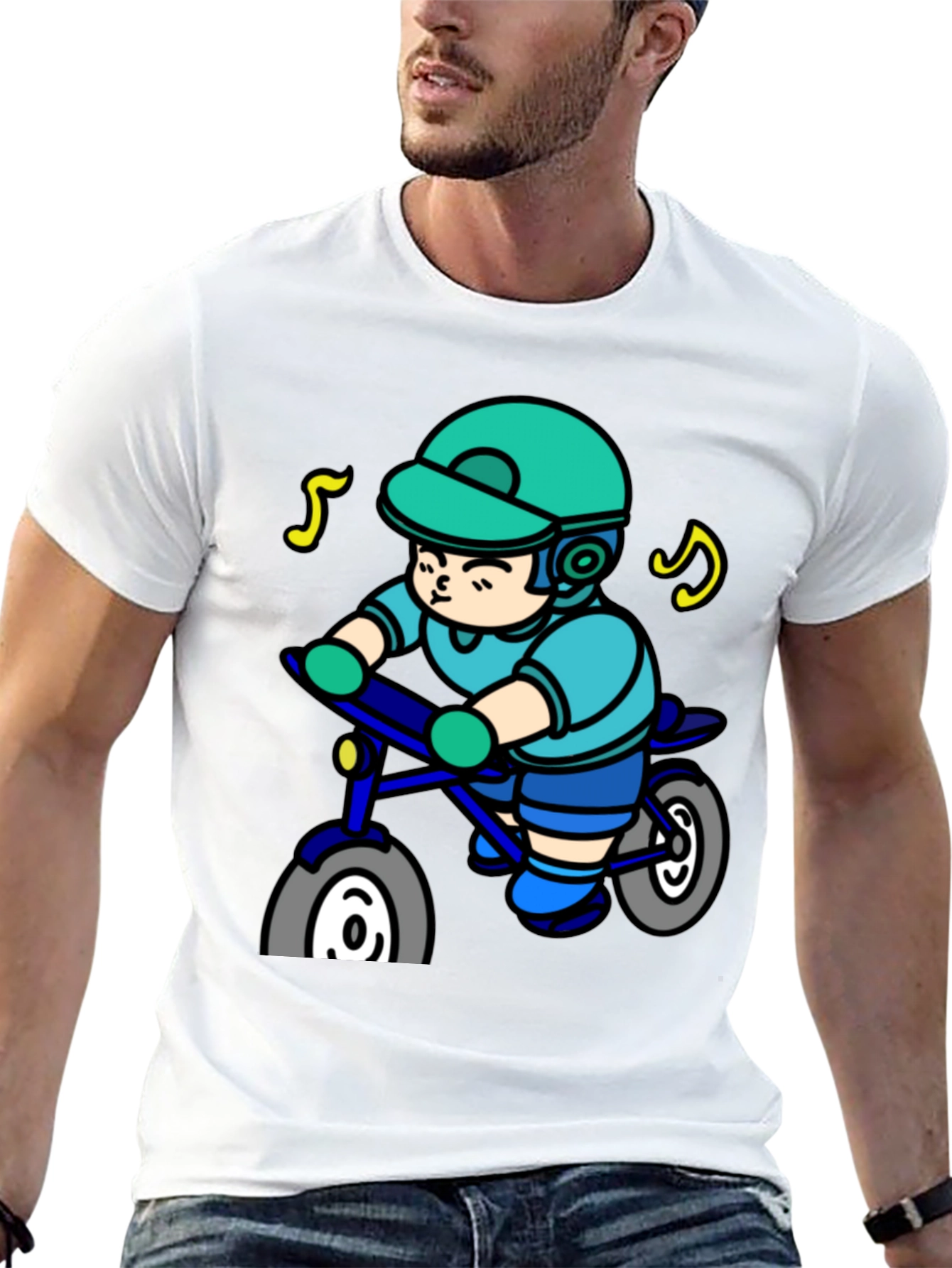 Cartoon Biker Graphic Tee - Cool Rider Shirt