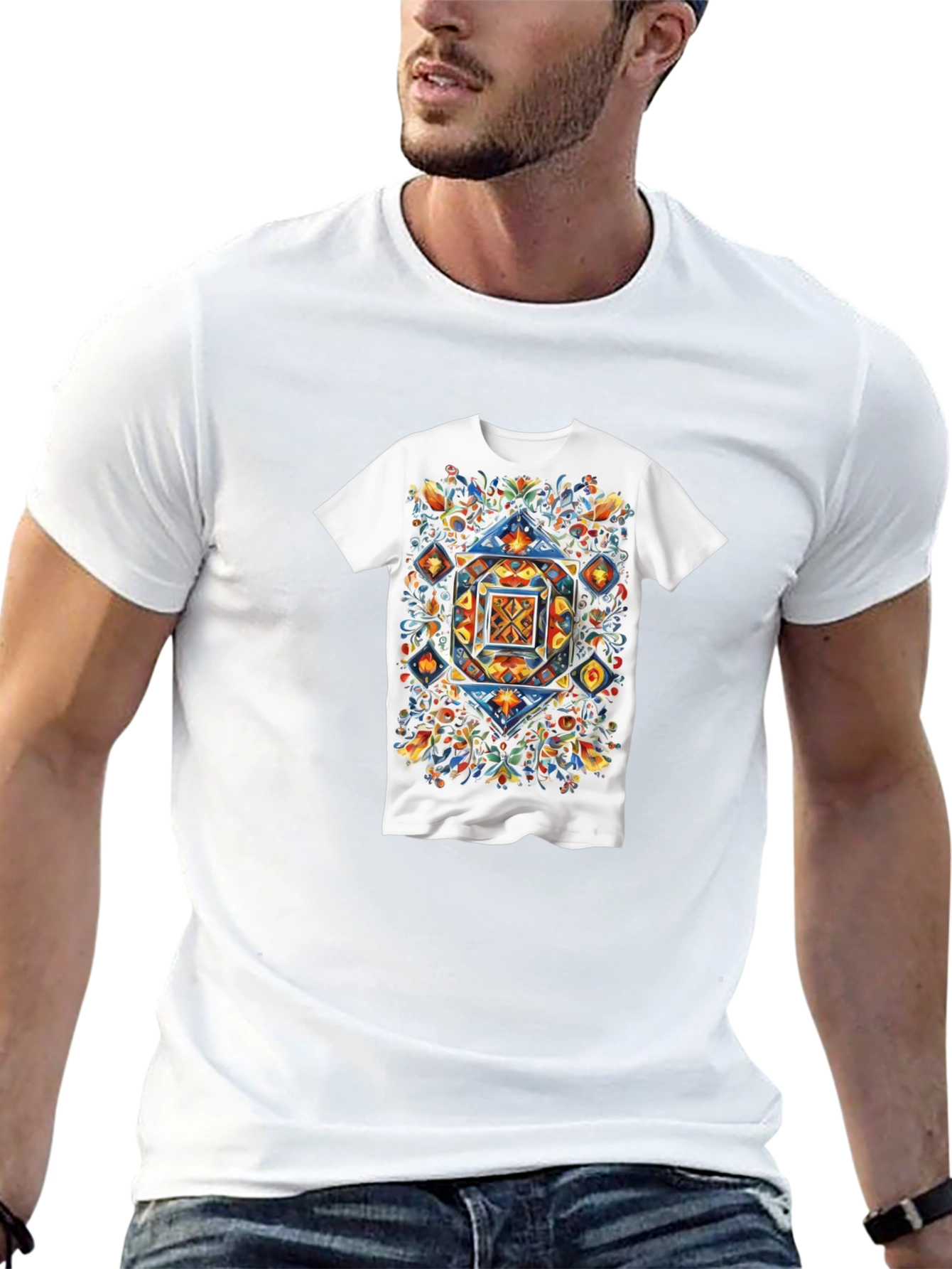 Artistic Geometric Floral T-Shirt