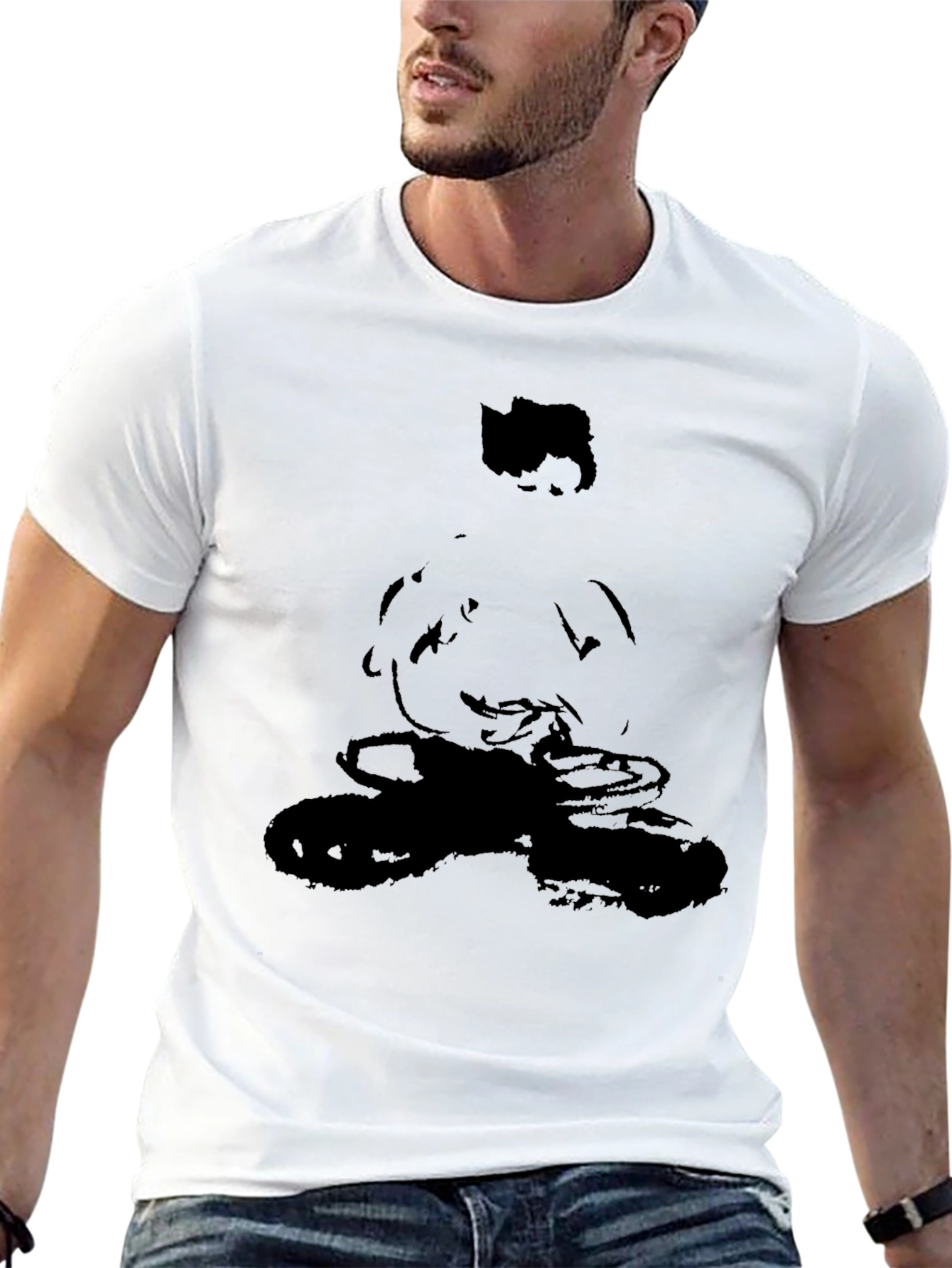 Abstract Figure Graphic Black T-Shirt
