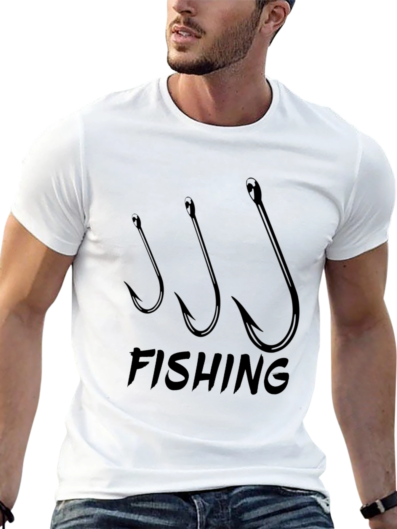 Fishing Hooks Black T-Shirt - Angler Design