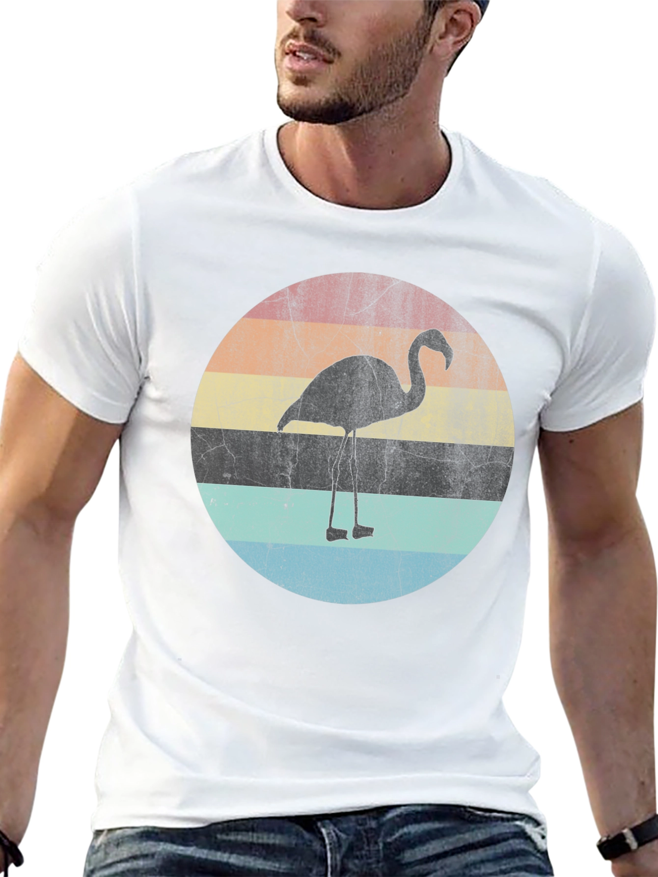 Retro Flamingo Sunset Graphic T-Shirt