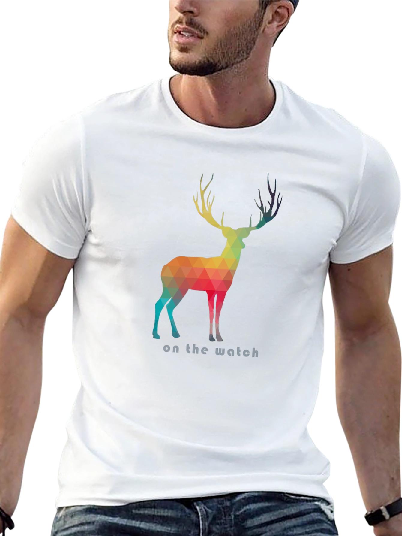Geometric Deer Graphic T-Shirt - On the Watch