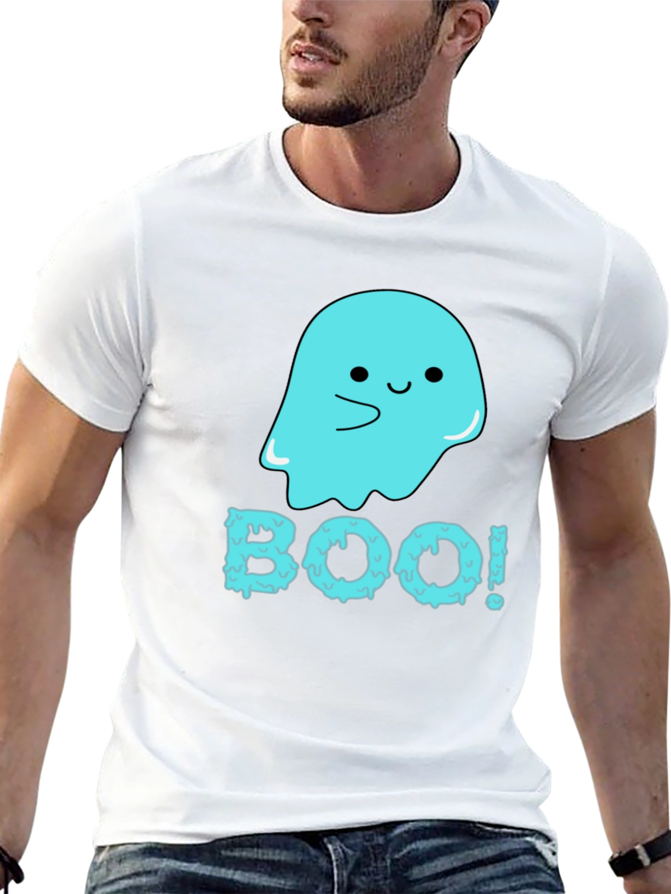 Boo! Cute Ghost Graphic Tee - Halloween