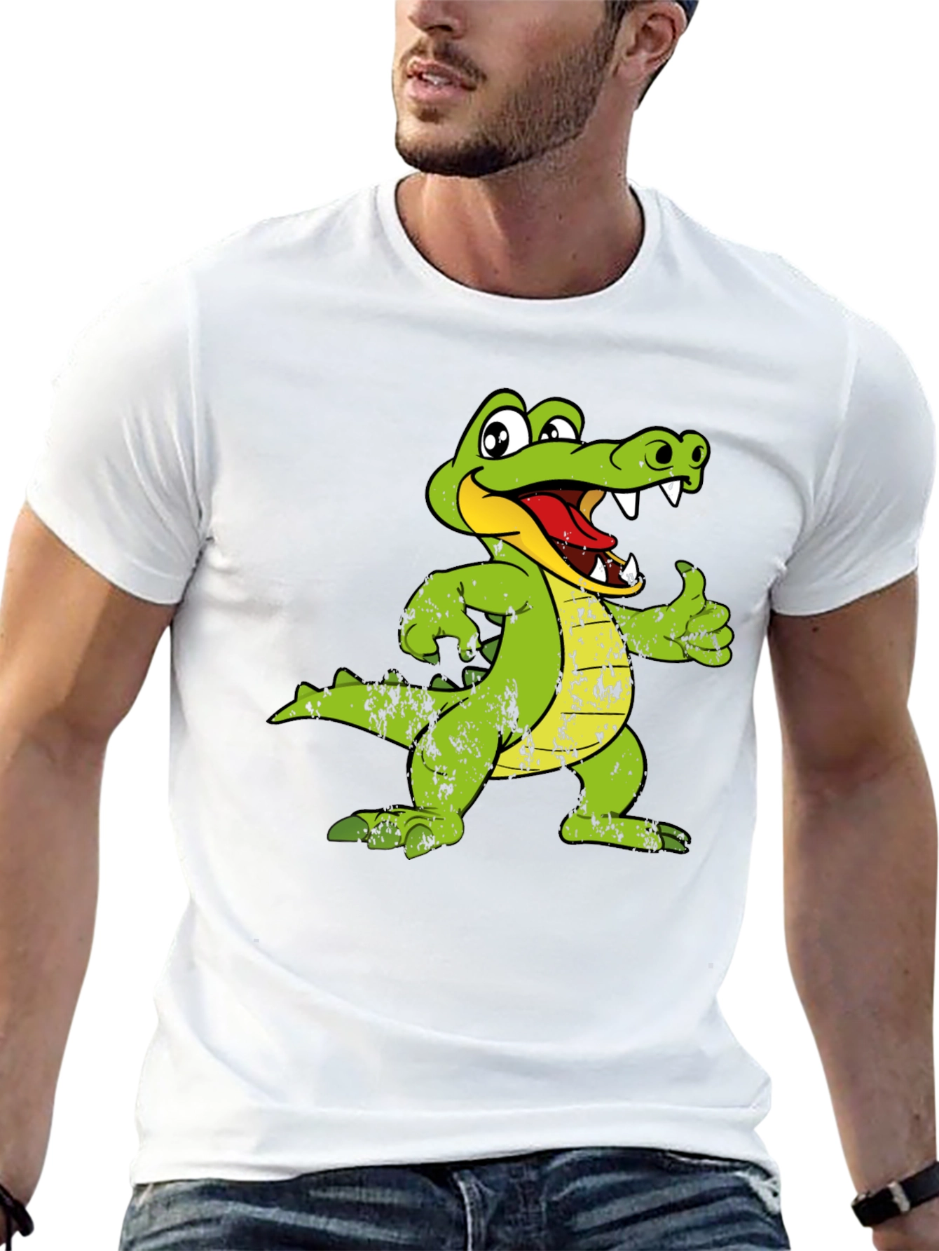 Cartoon Alligator Graphic Print T-Shirt