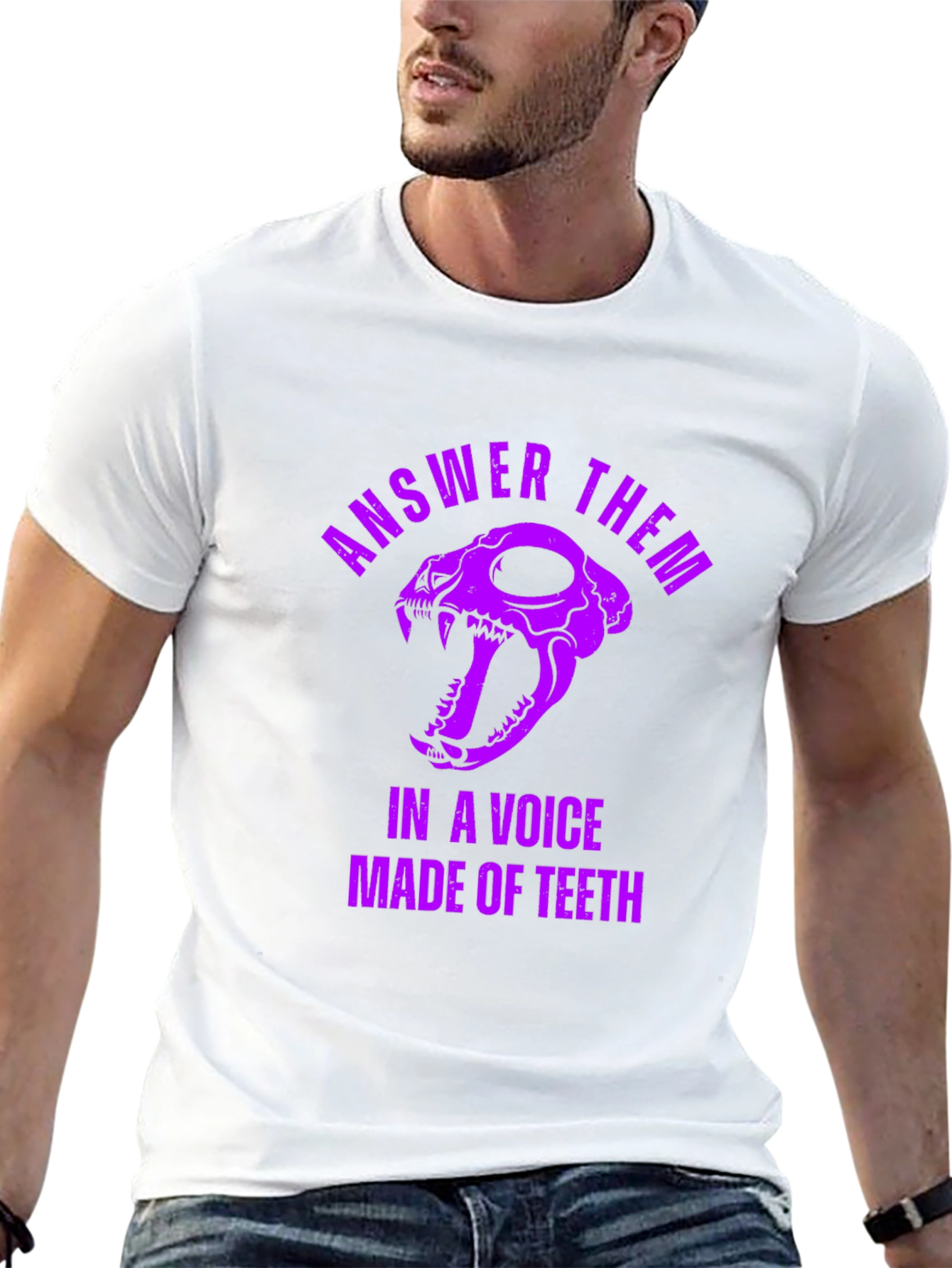 Answer Them T-Shirt: Skull & Teeth Design