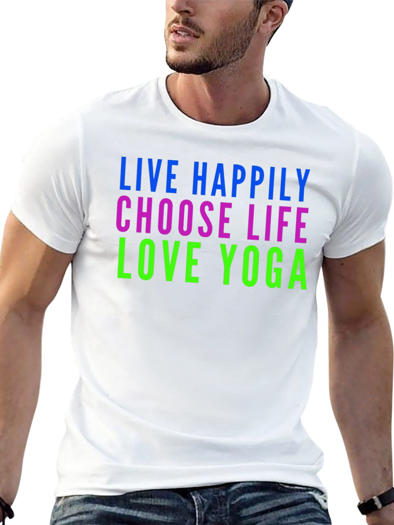 Live Happily Choose Life Love Yoga Graphic T-Shirt