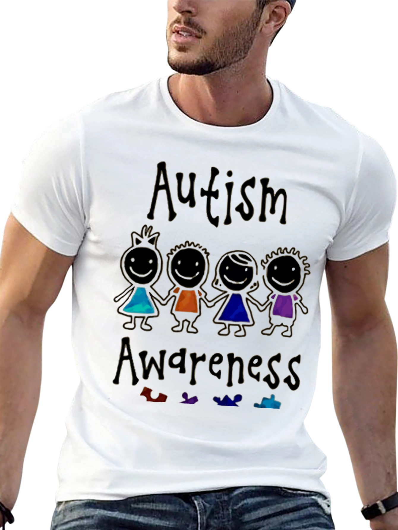 Autism Awareness Graphic Tee - Black Cotton Shirt