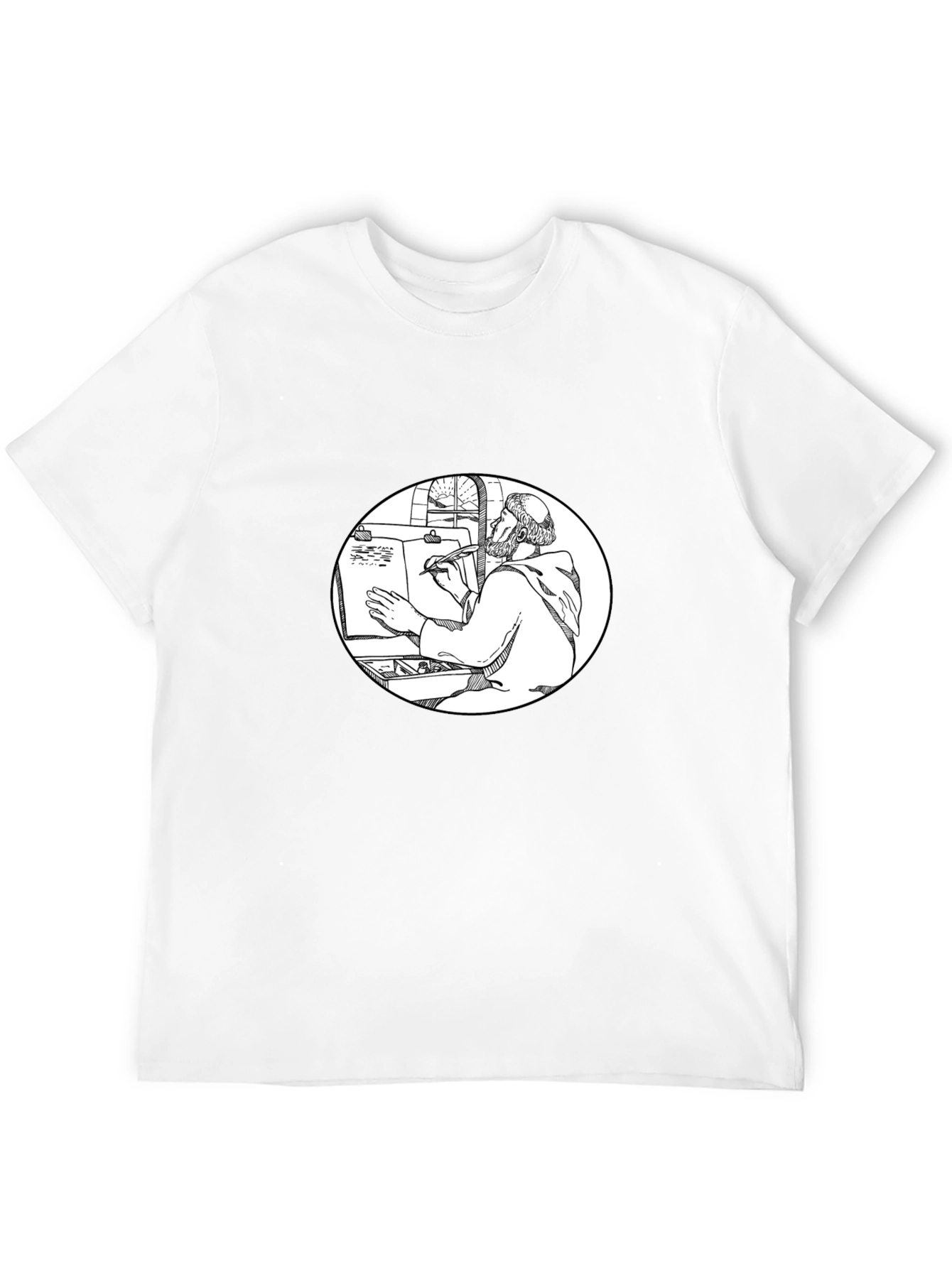 Monk Writer Graphic Tee - Unique Black T-Shirt