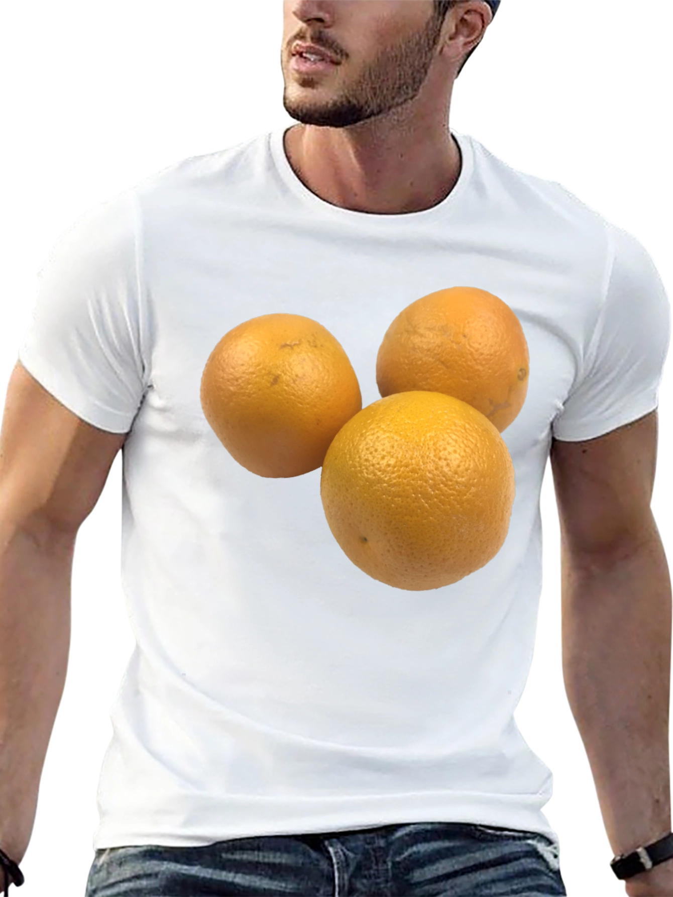 Three Orange Graphic Black T-Shirt