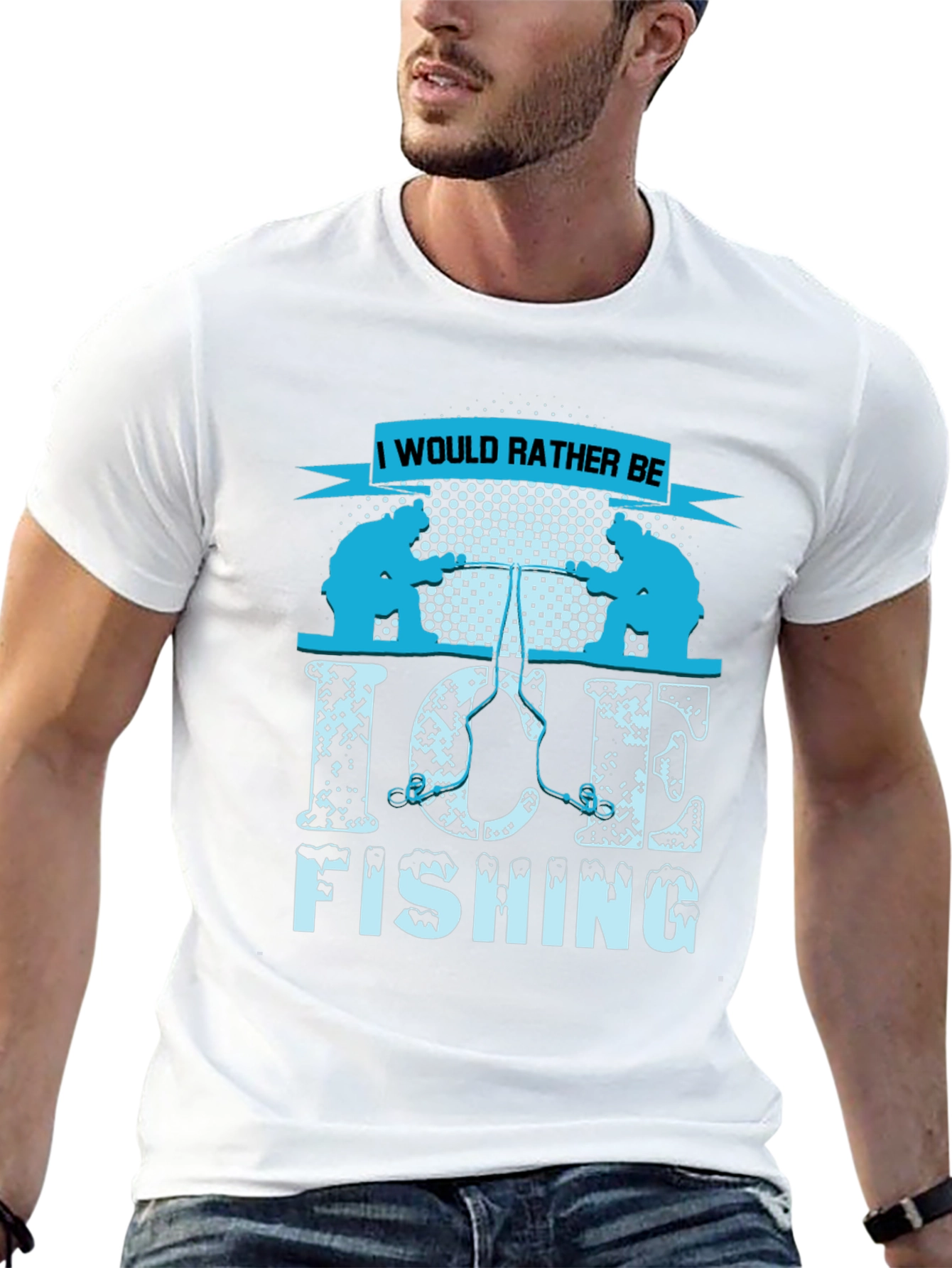 Ice Fishing Graphic Tee - I Would Rather Be