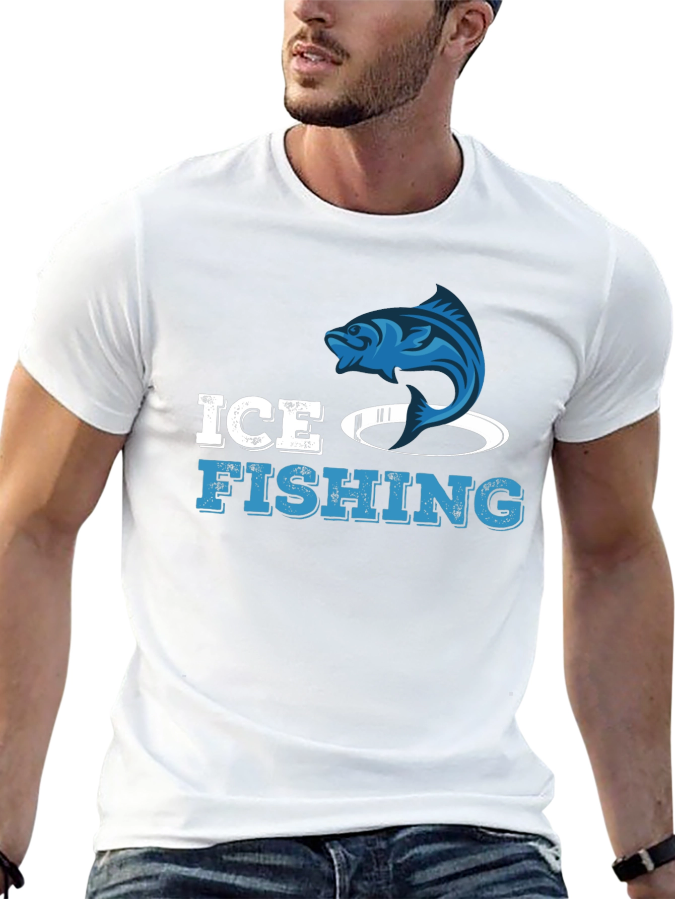 Ice Fishing Graphic T-Shirt - Black