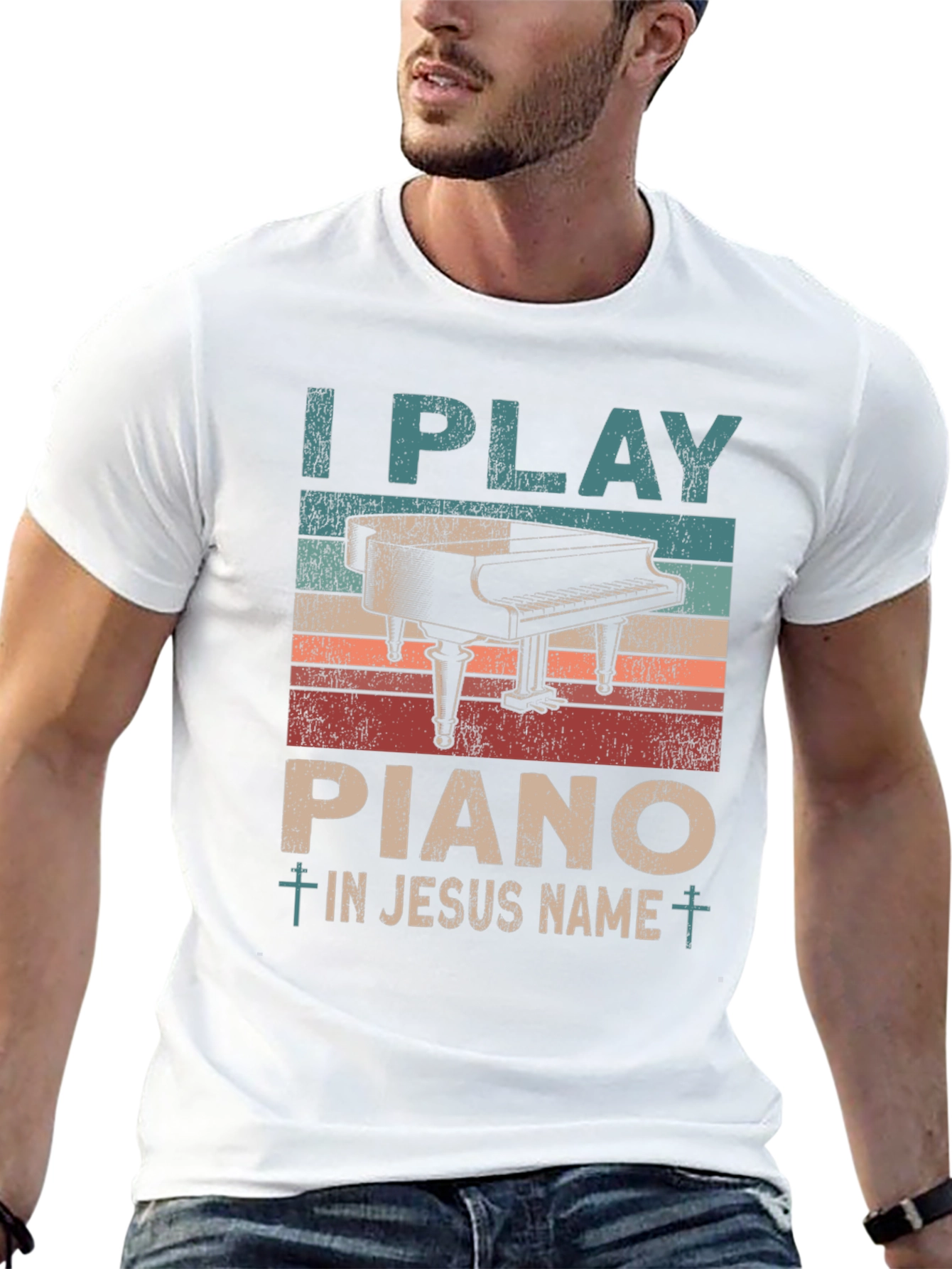 I Play Piano in Jesus Name Graphic Tee
