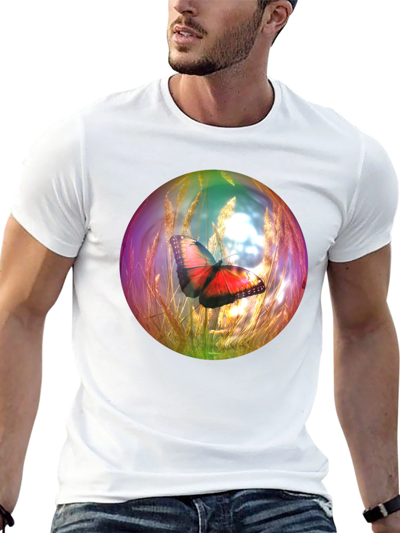 Butterfly Orb Graphic T-Shirt - Unique Design