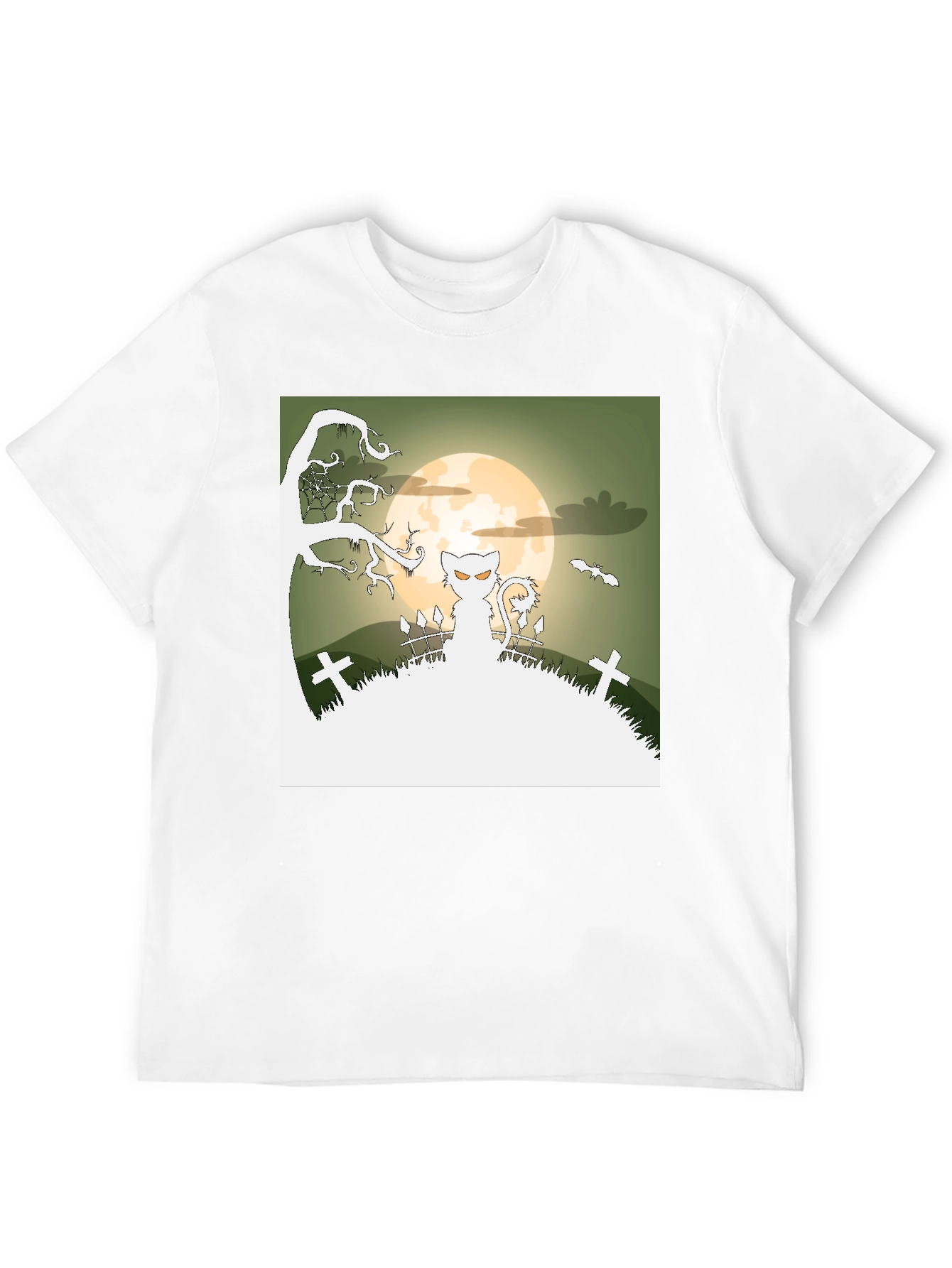 Spooky Halloween Cat T-Shirt - Black