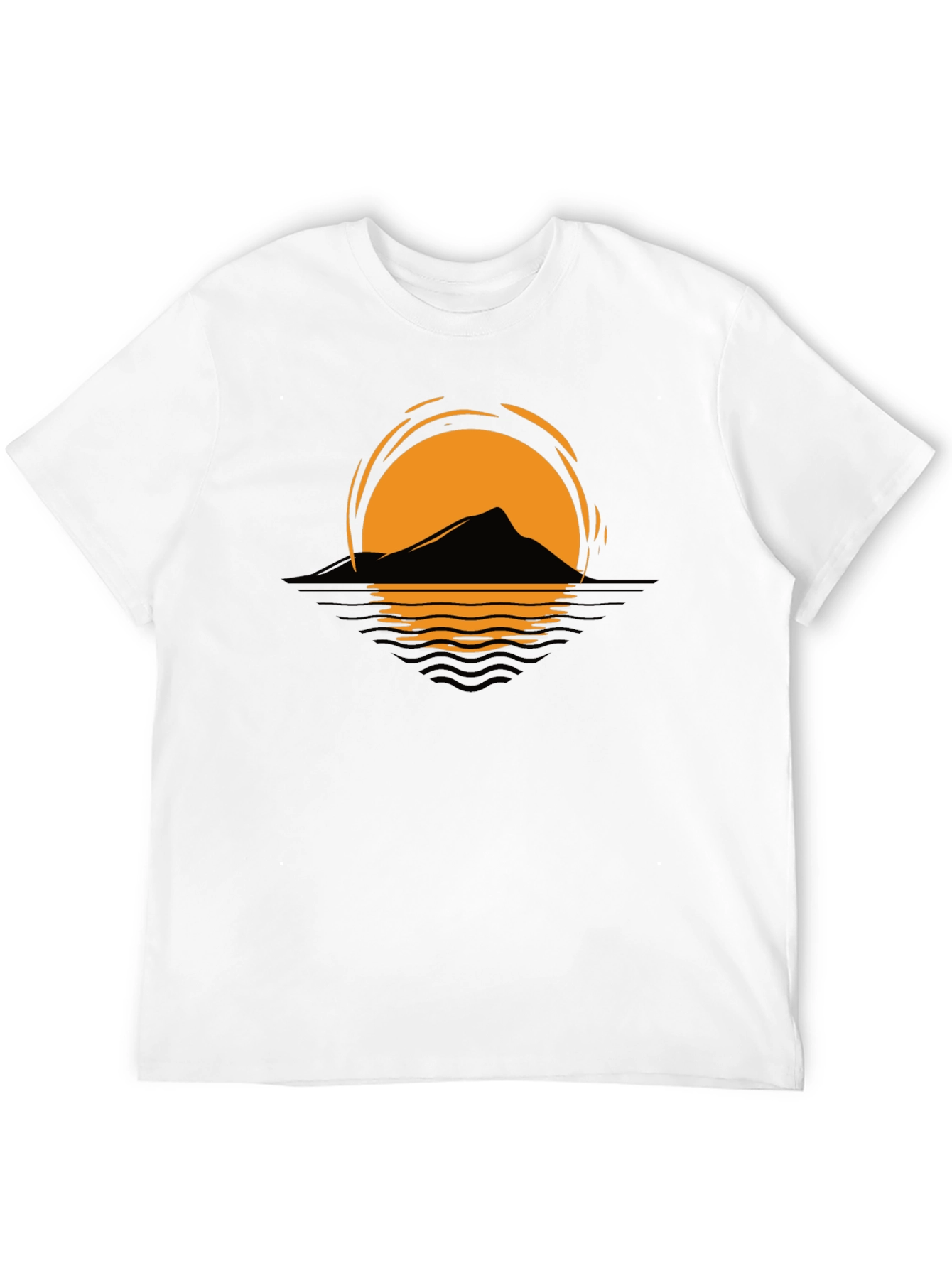 Sunset Mountain Graphic Tee - Stylish Unisex Black T-Shirt