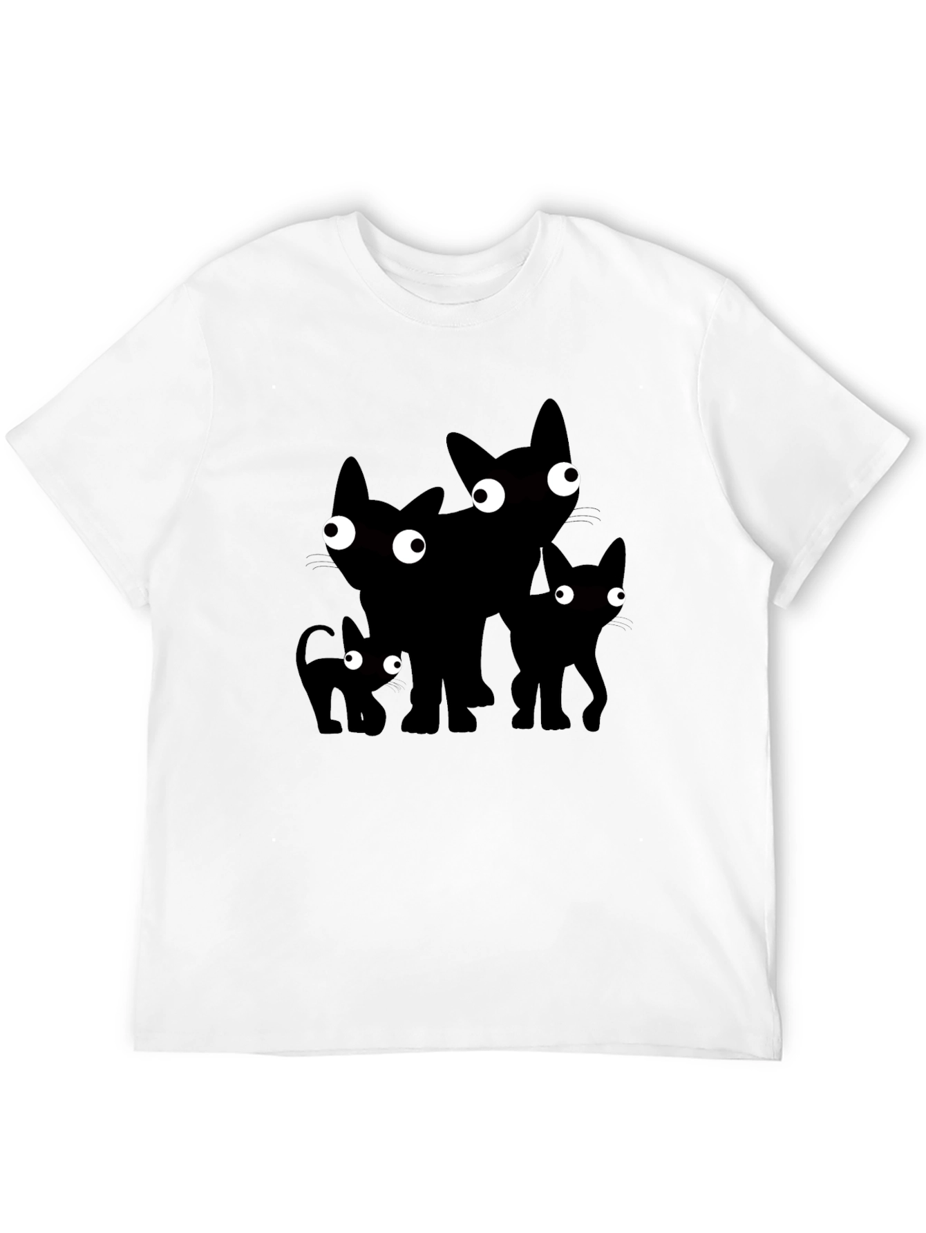 Fun Cats Graphic Tee - Black Cotton T-Shirt