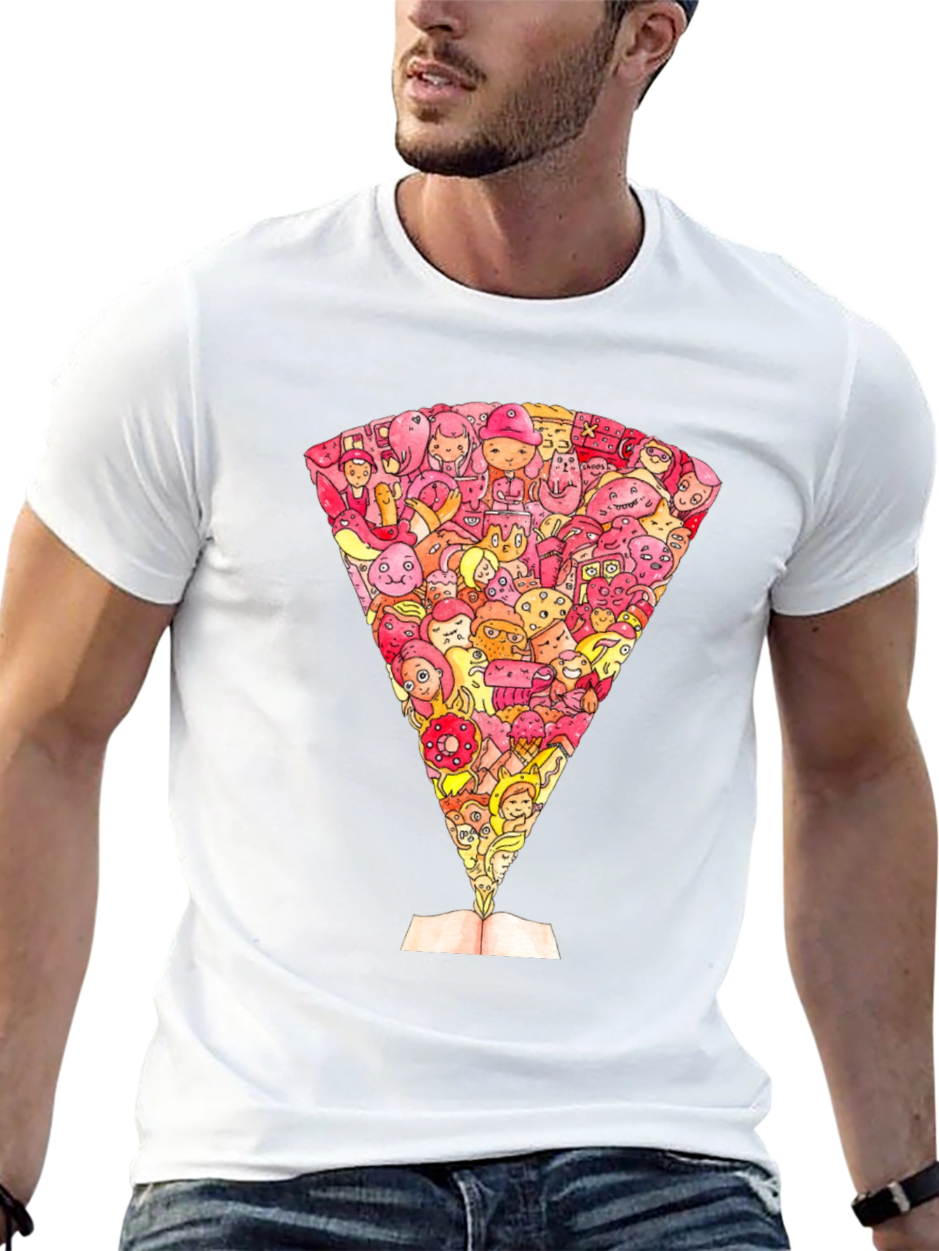 Cartoon Character Book Explosion Graphic Tee