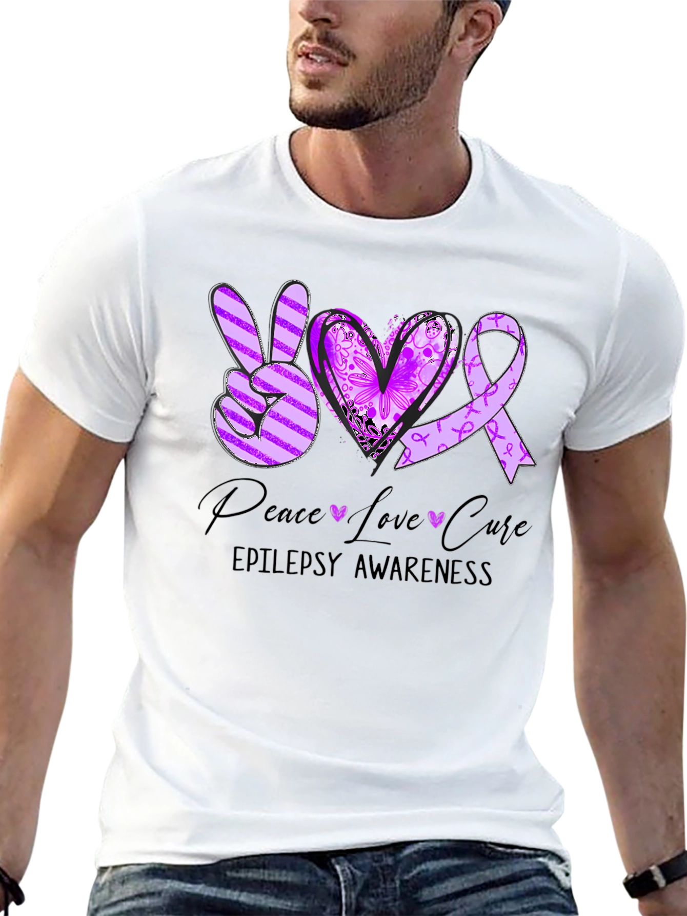 Epilepsy Awareness Peace Love Cure T-Shirt