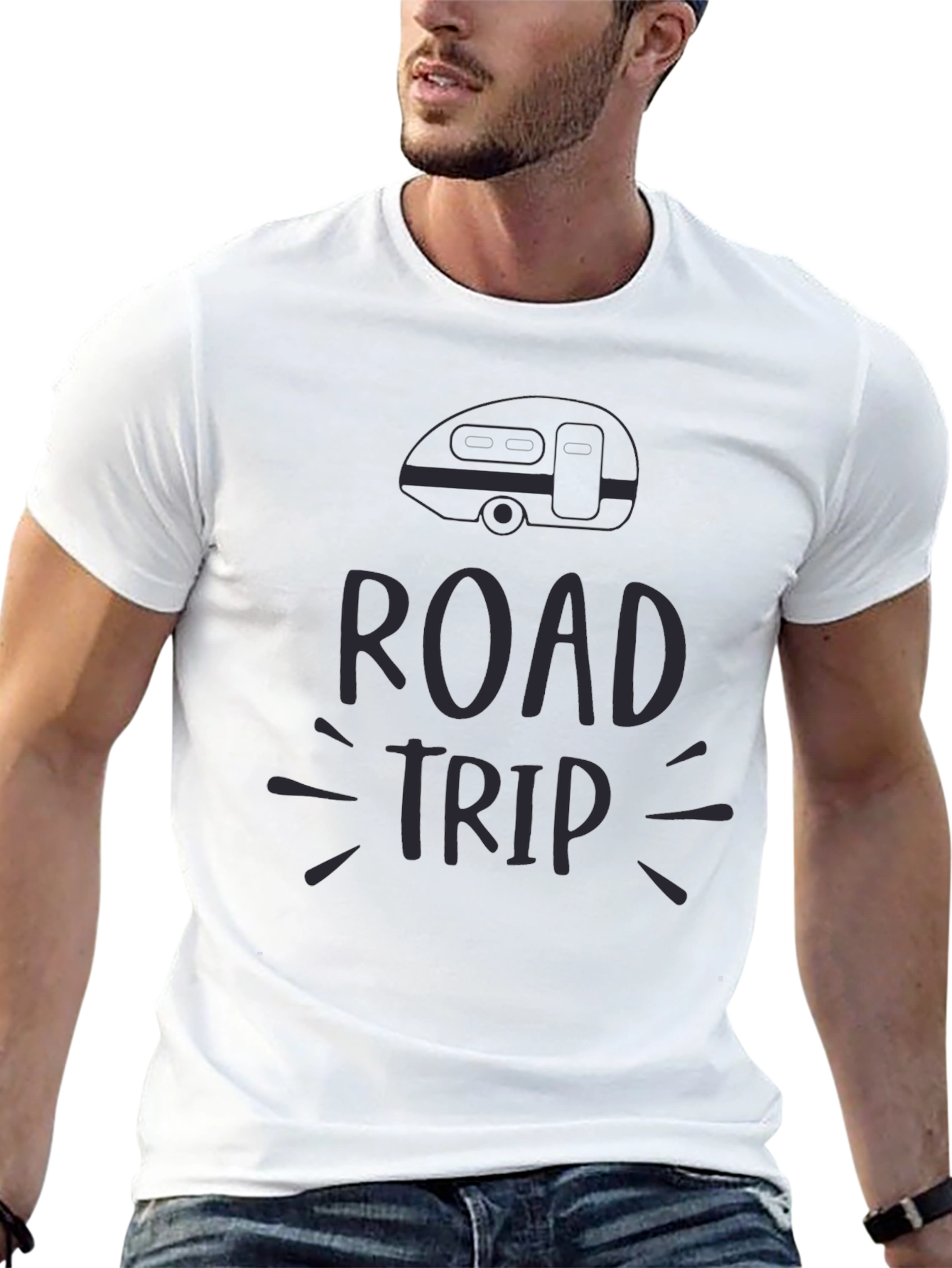 Road Trip Graphic Tee - Black Casual T-Shirt