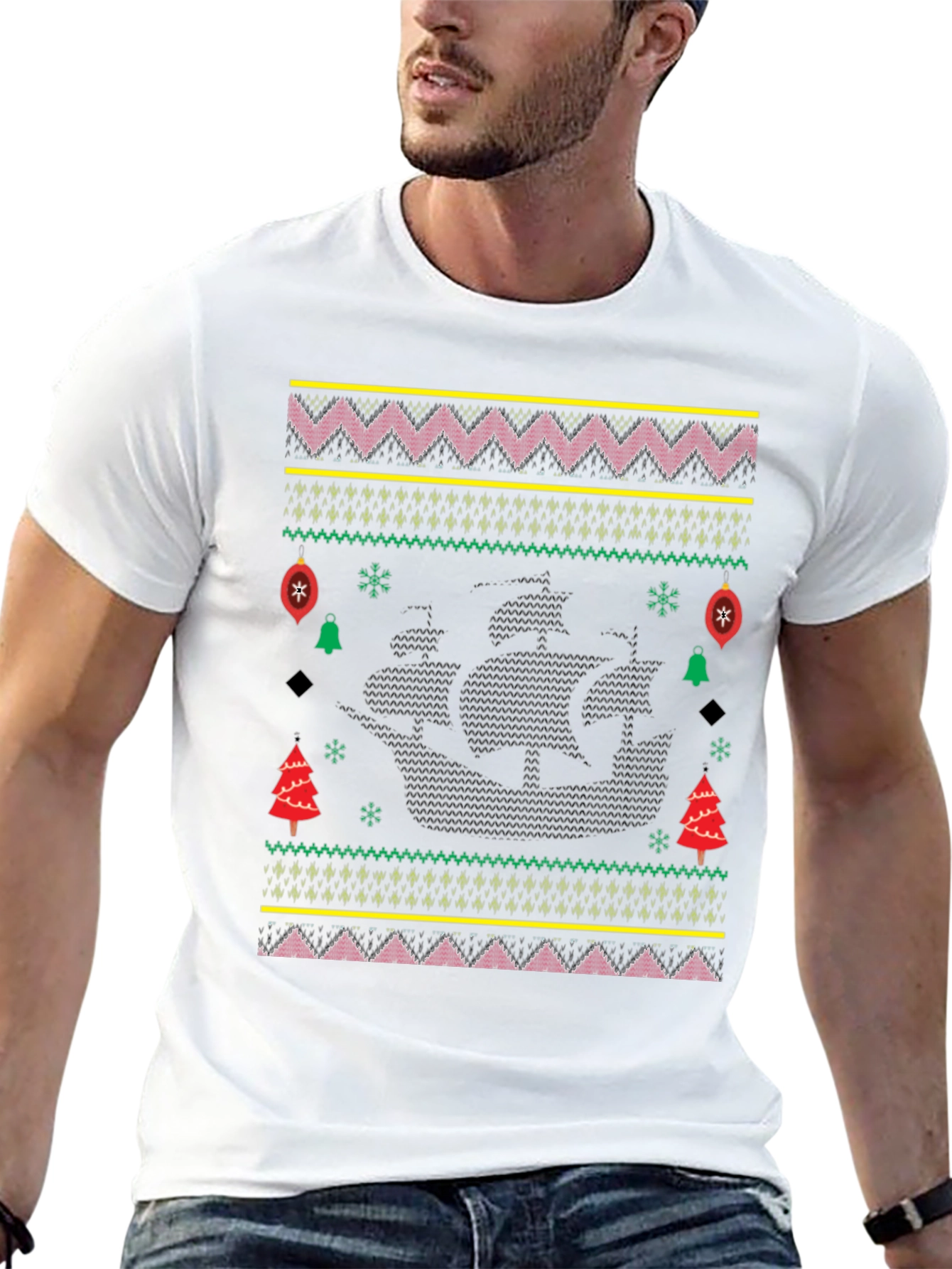 Christmas Pirate Ship Ugly Sweater Tee